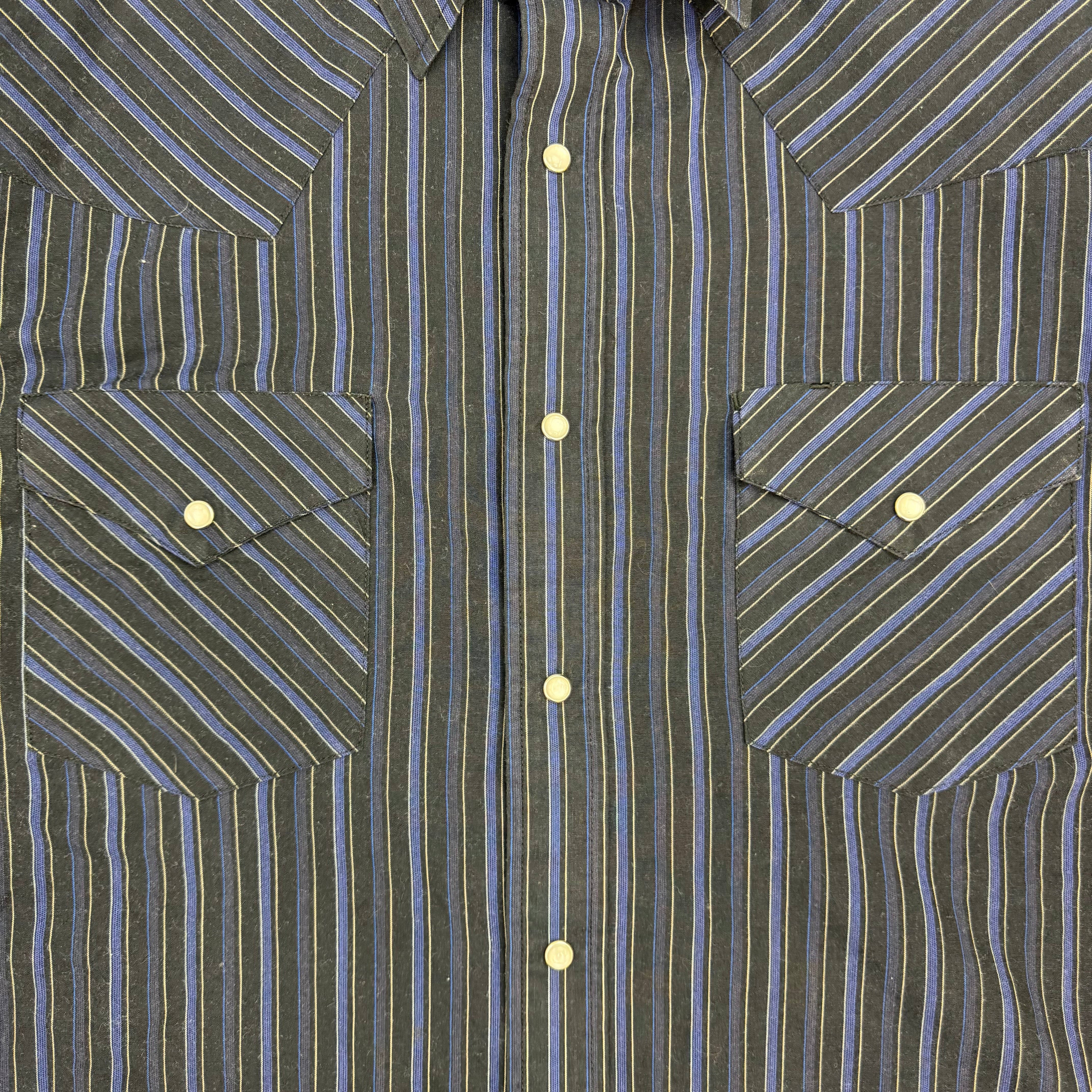 Vintage Ash Creek Short Sleeve Snap Button Up Shirt Navy