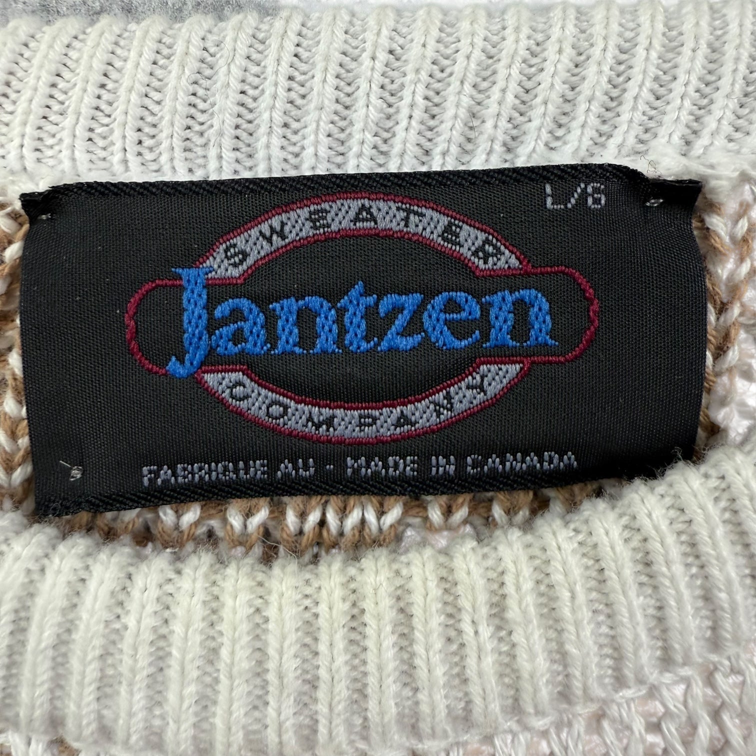 Vintage Jantzen Knit Sweater White/Blue