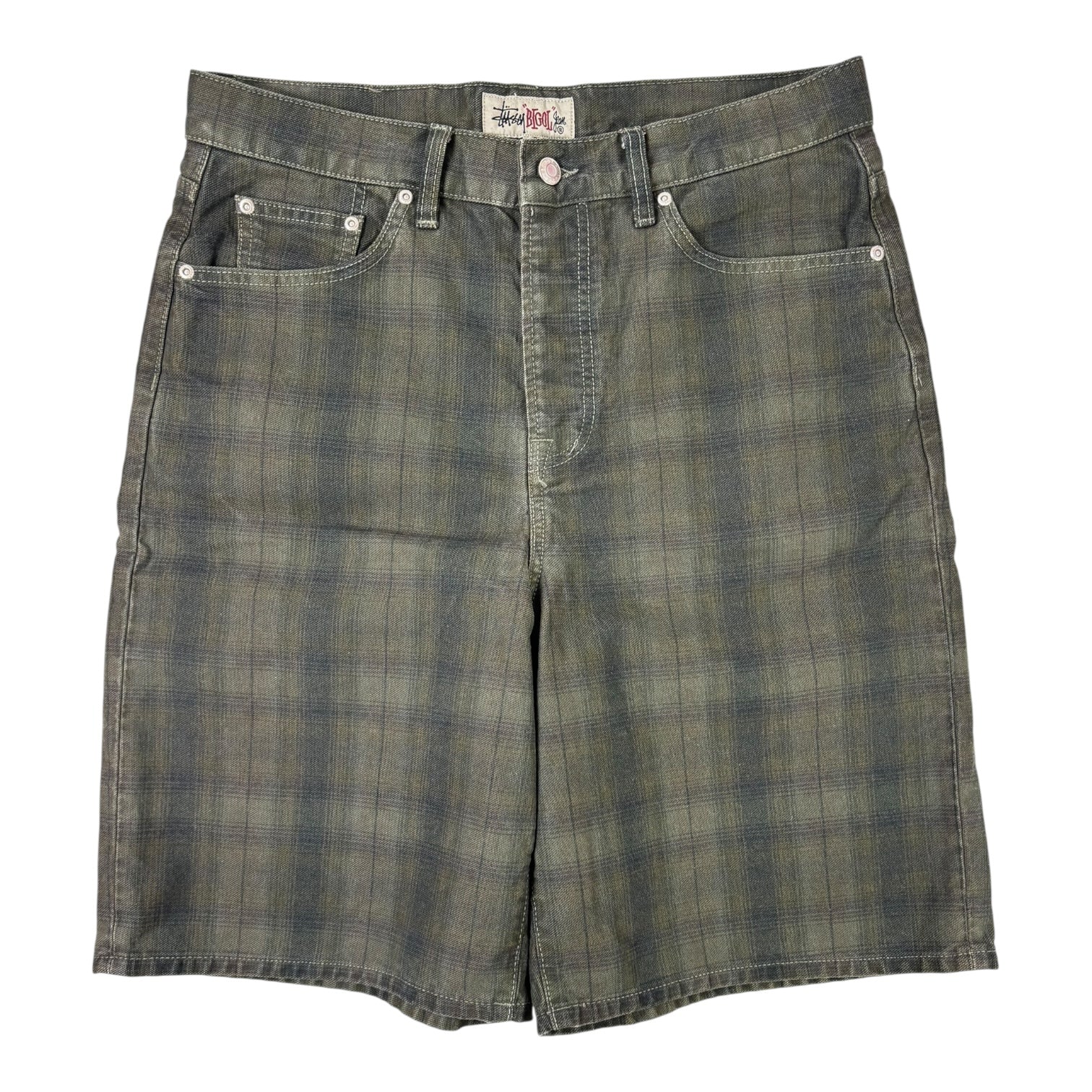 Stussy Big Ol' Short Olive Plaid