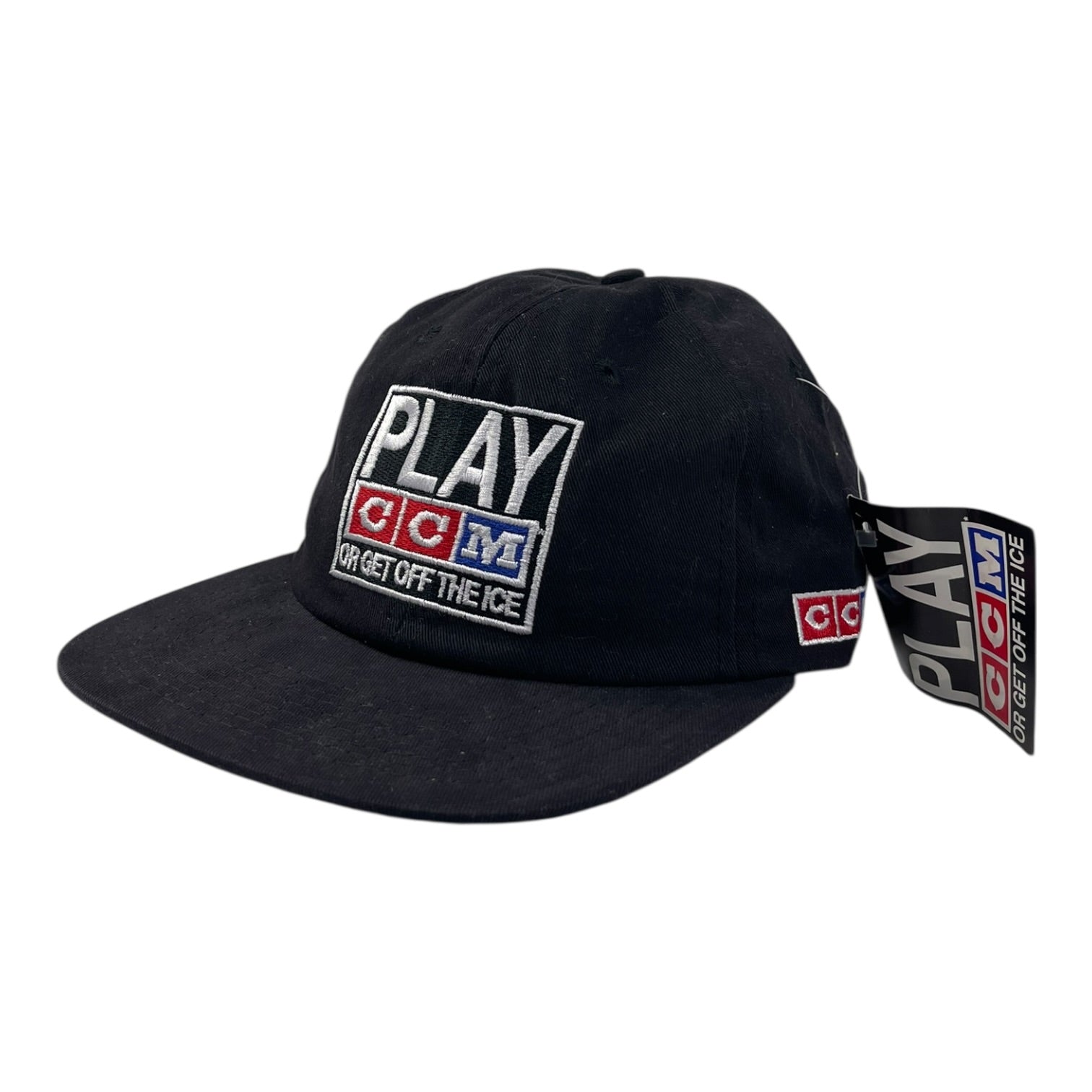 Vintage CCM "Play CCM Or Get Off The Ice" Snap Back Hat Black
