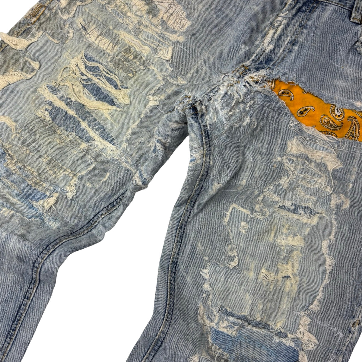 Vintage Repaired Flared Denim Light Wash
