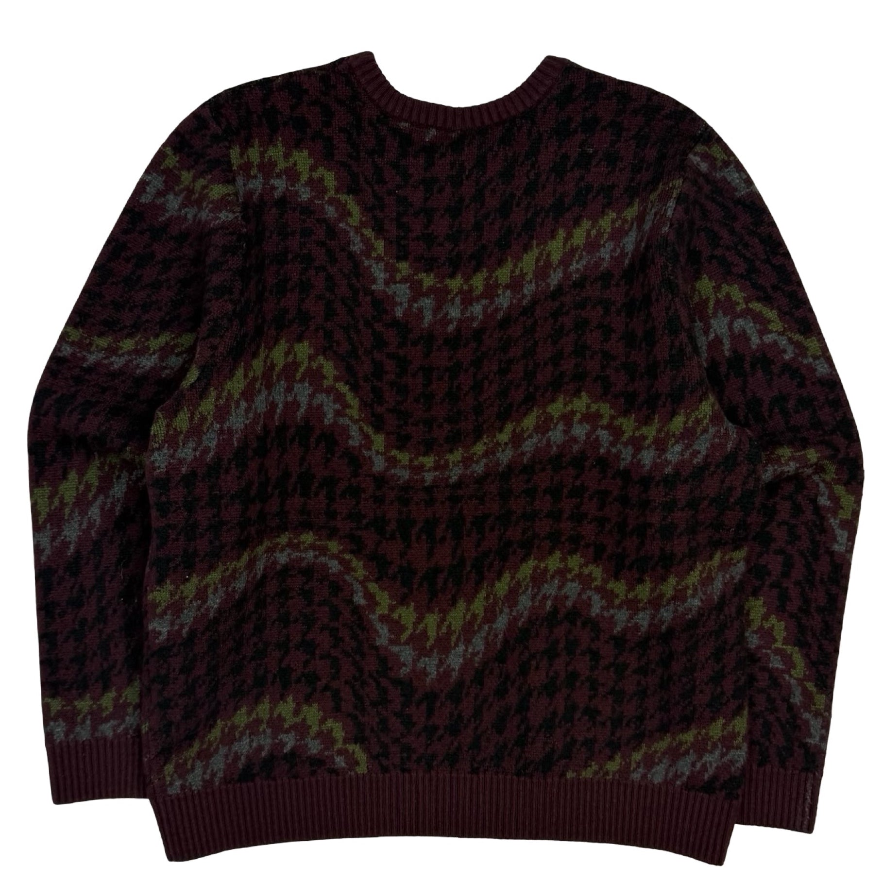 Dime Houndstooth Knit Sweater Burgundy