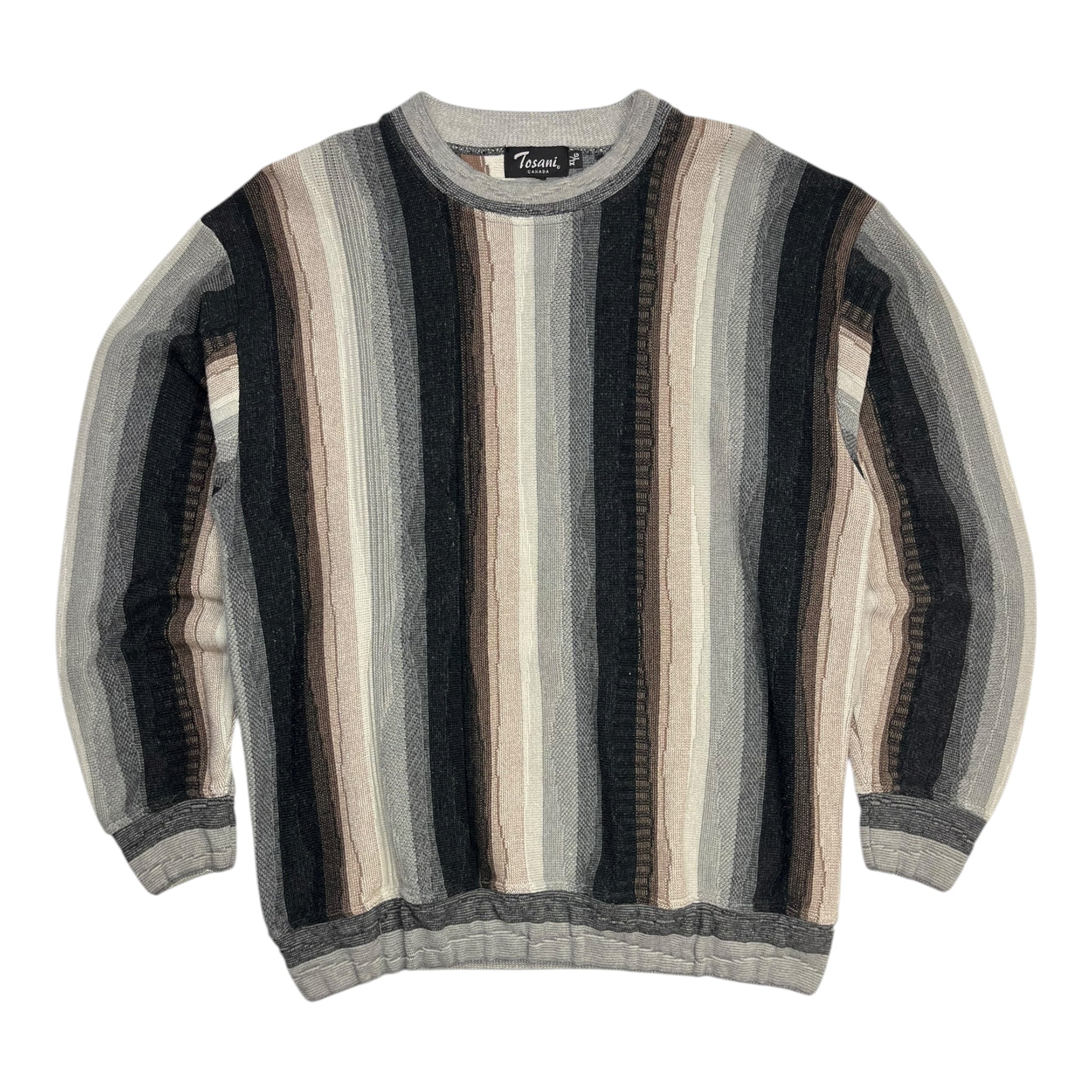 Vintage Tosani Vertical Pattern Knit Mocha/Grey