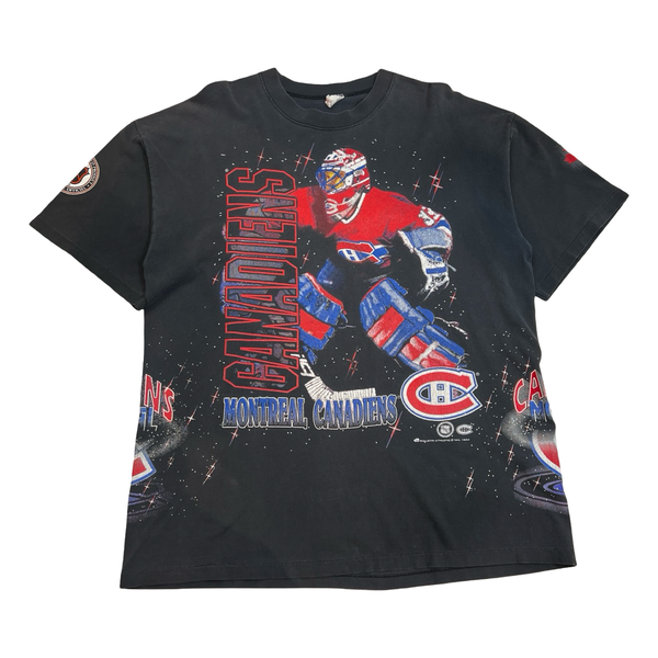 Vintage 1990 Bulletin Athletic Montreal Canadiens All Over Print T-Shirt