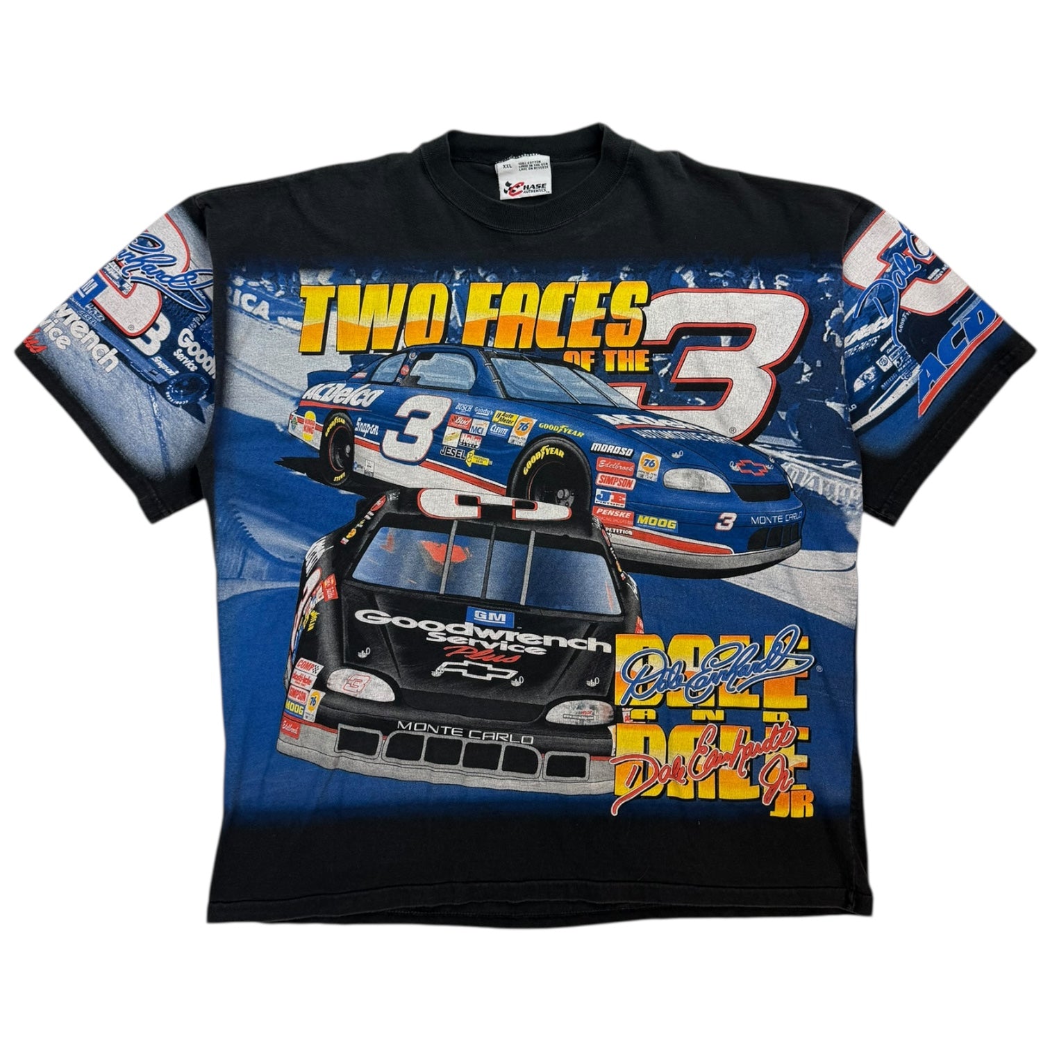 Vintage Dale Earnhardt/ Dale Jr. Two Faces AOP Tee Black