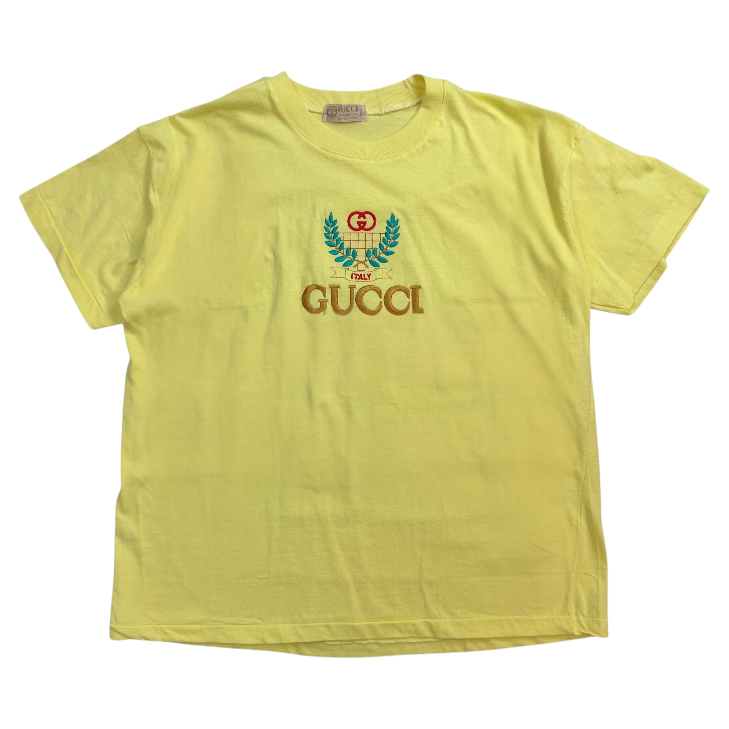 Vintage Gucci Embroidered Tee Yellow