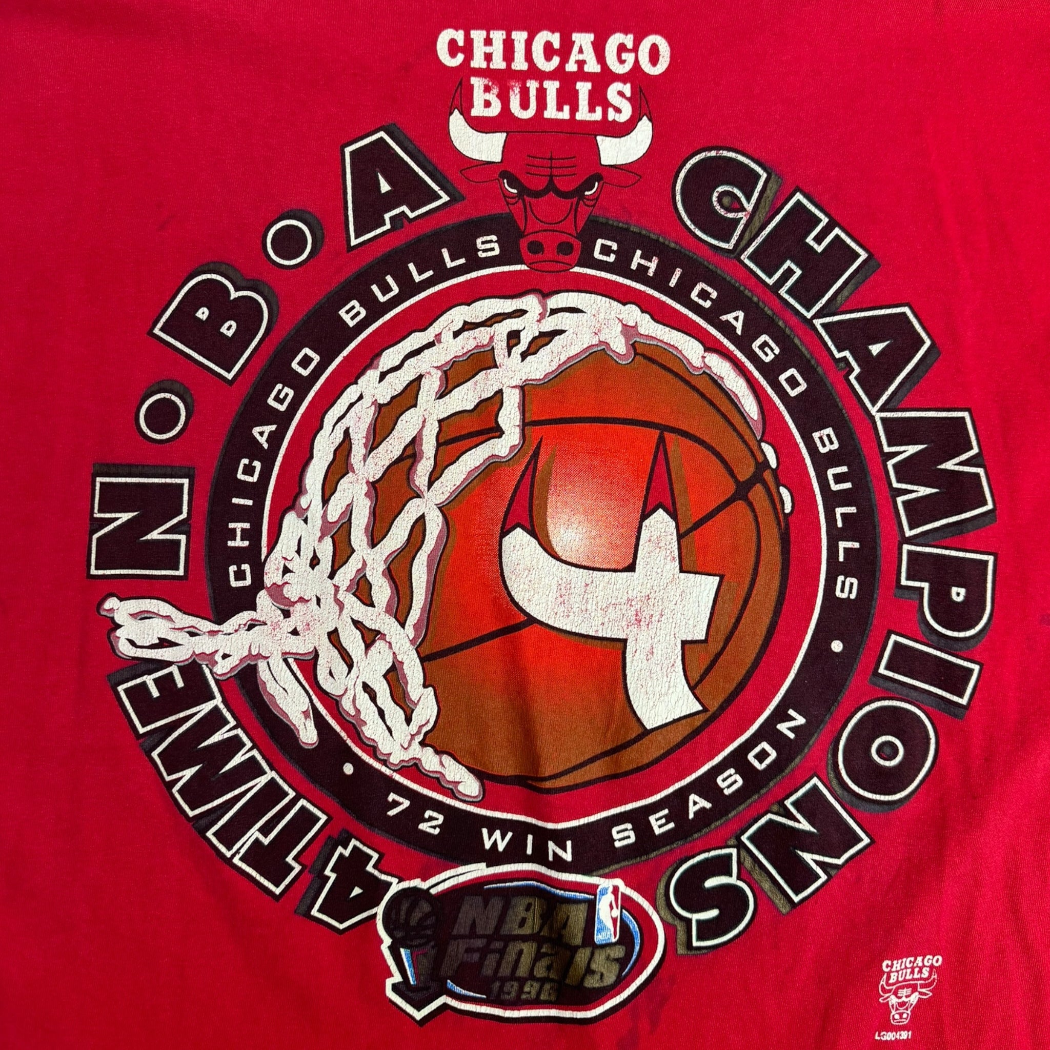 1996 Chicago Bulls NBA Champions Tee Red