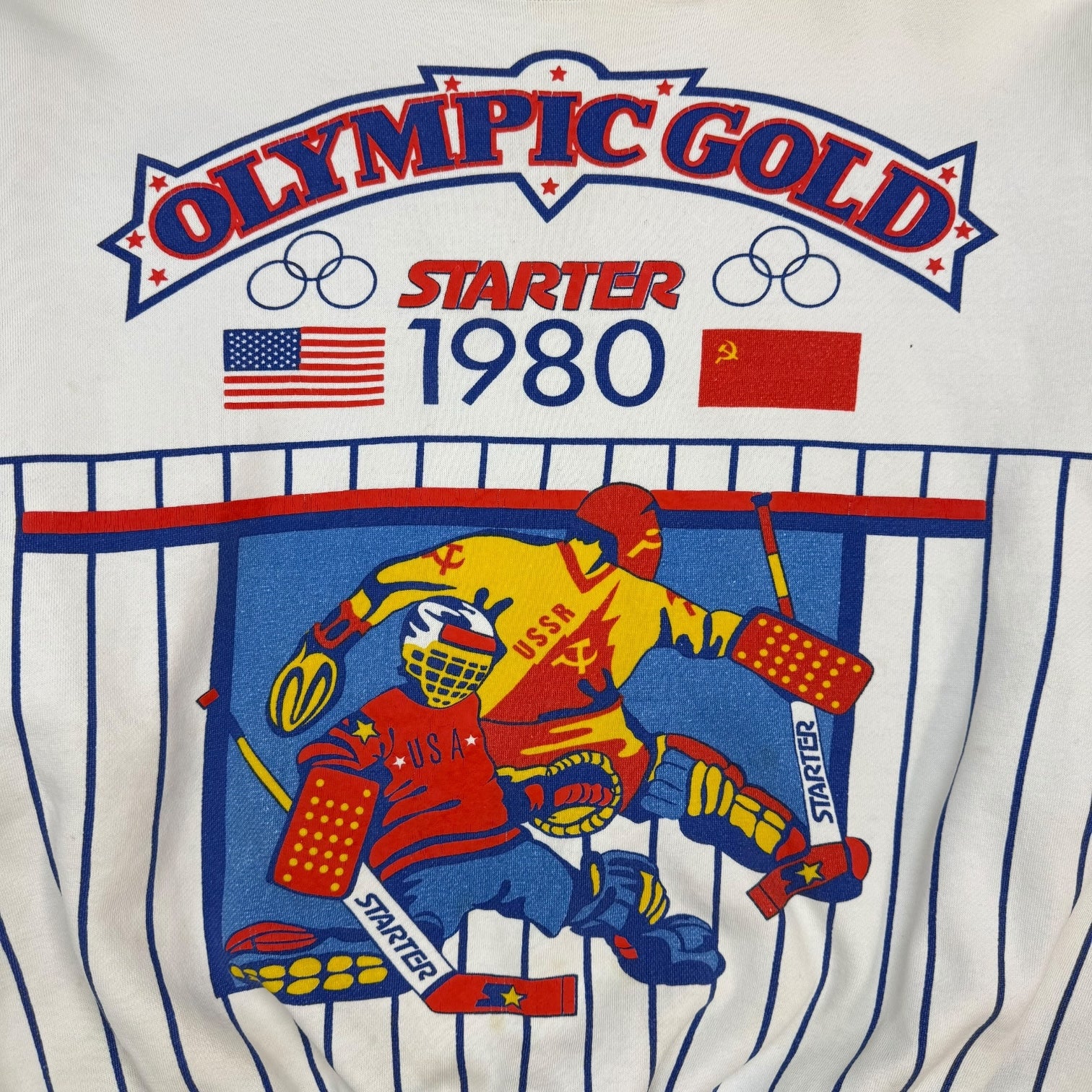 Vintage Starter 1980 Olympics USA Gold Medal Crewneck White/Blue/Red