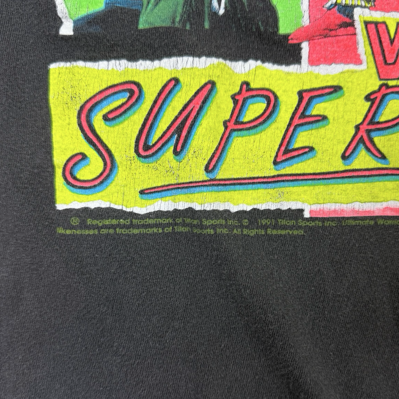 Vintage 1991 WWF Superstars Youth T-Shirt Black