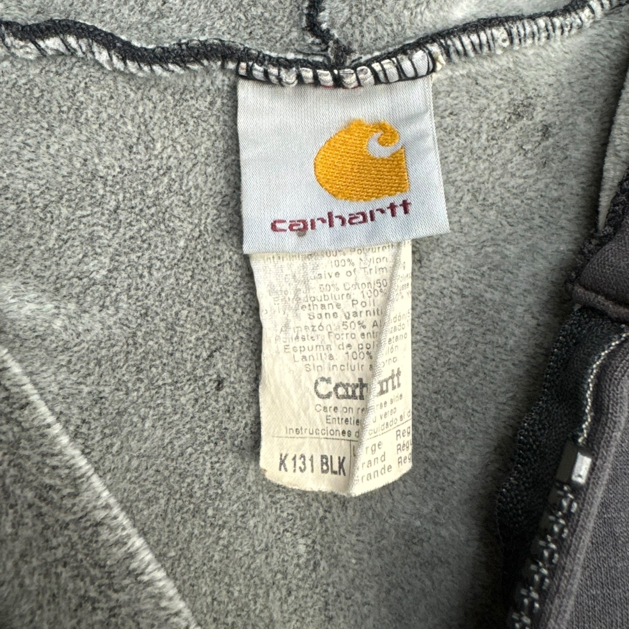 Vintage Carhartt Velour Zip Up Hoodie Grey