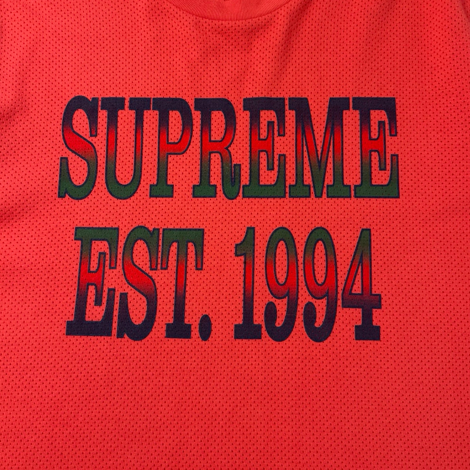 Supreme Cotton Mesh Logo Gradient T-Shirt Dark Coral