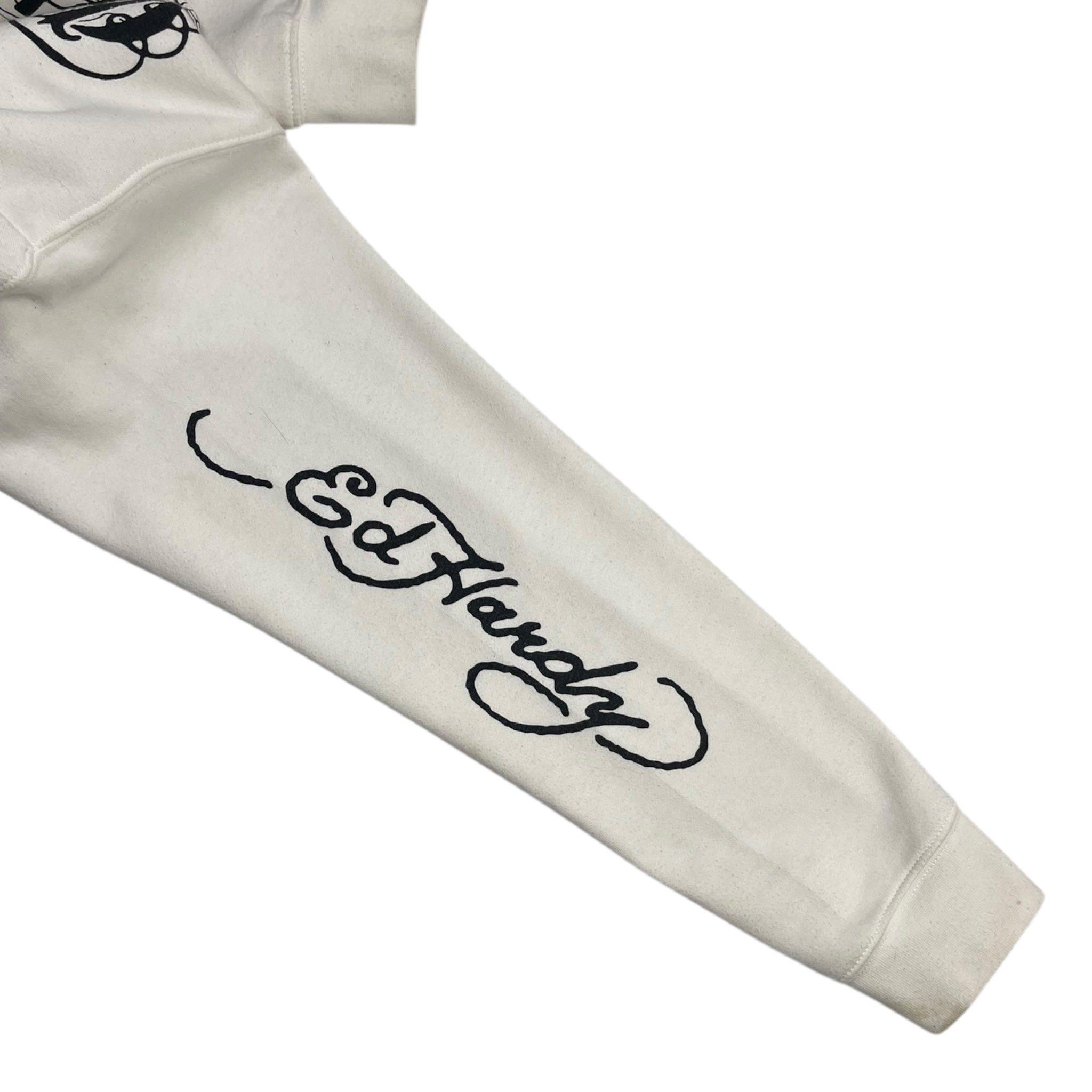 Ed Hardy Gothic Font Dragon Hoodie White