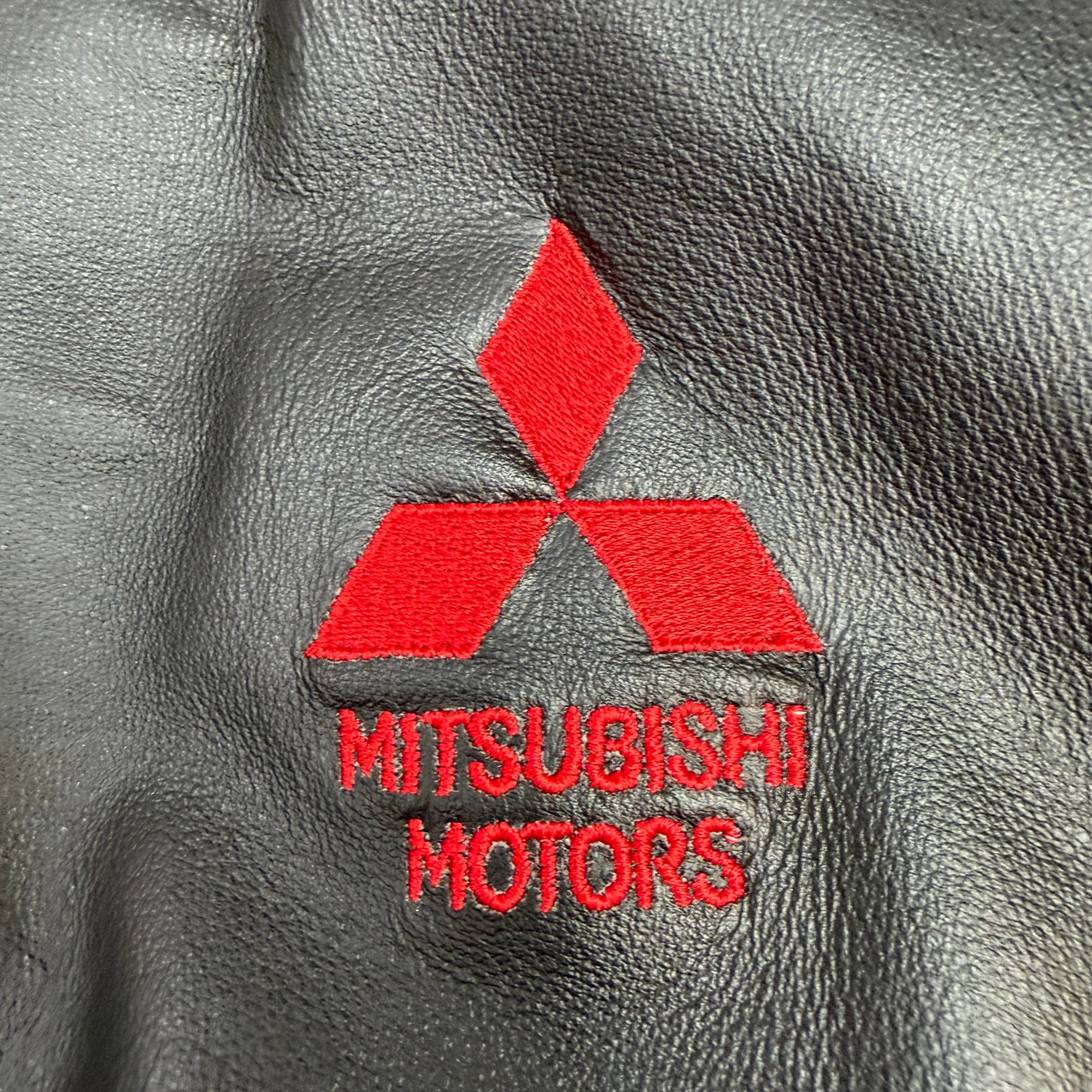 Vintage Mitsubishi Motors Performance Leather Racing Jacket Black