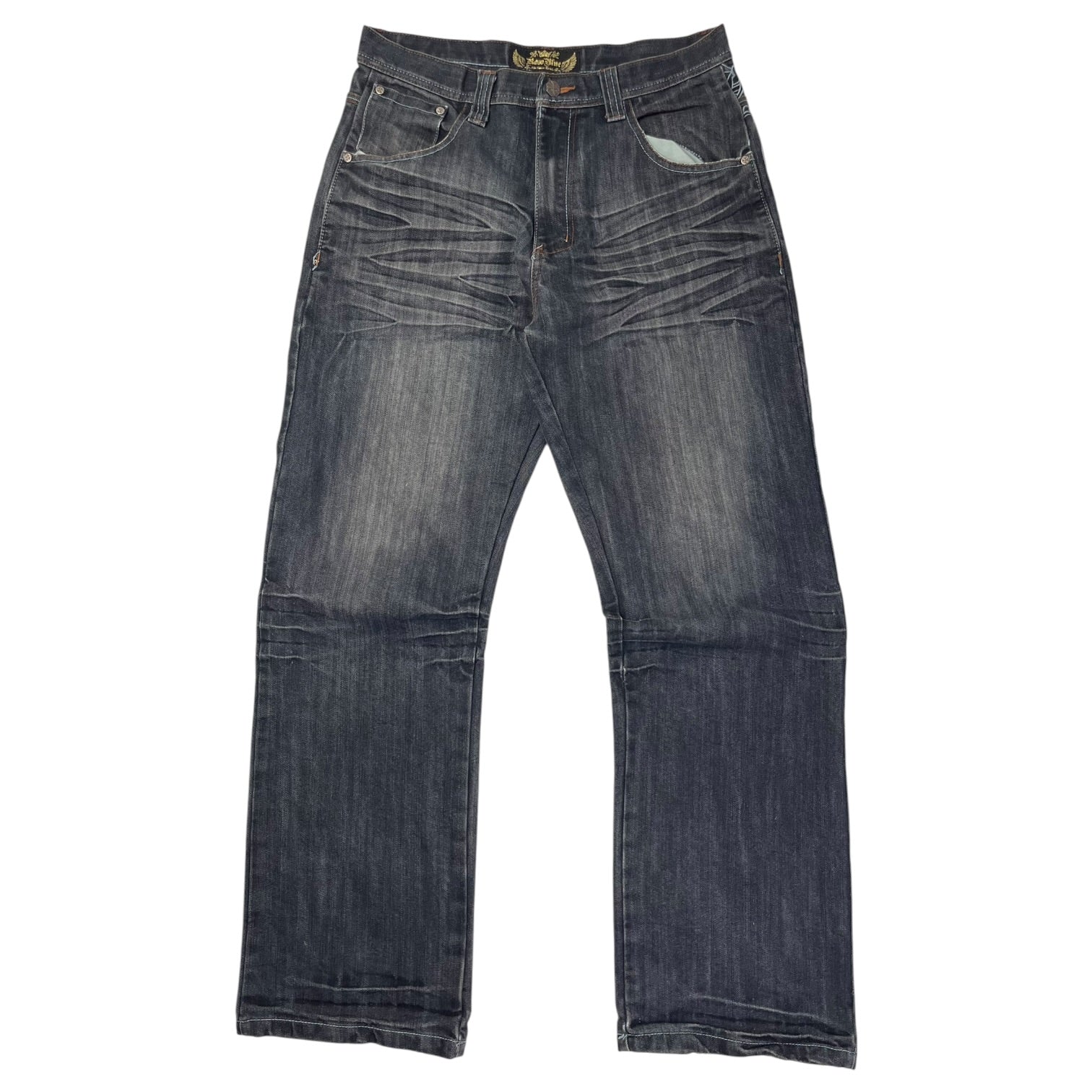 Vintage Y2K Raw Blue Denim Bottoms Dark Wash