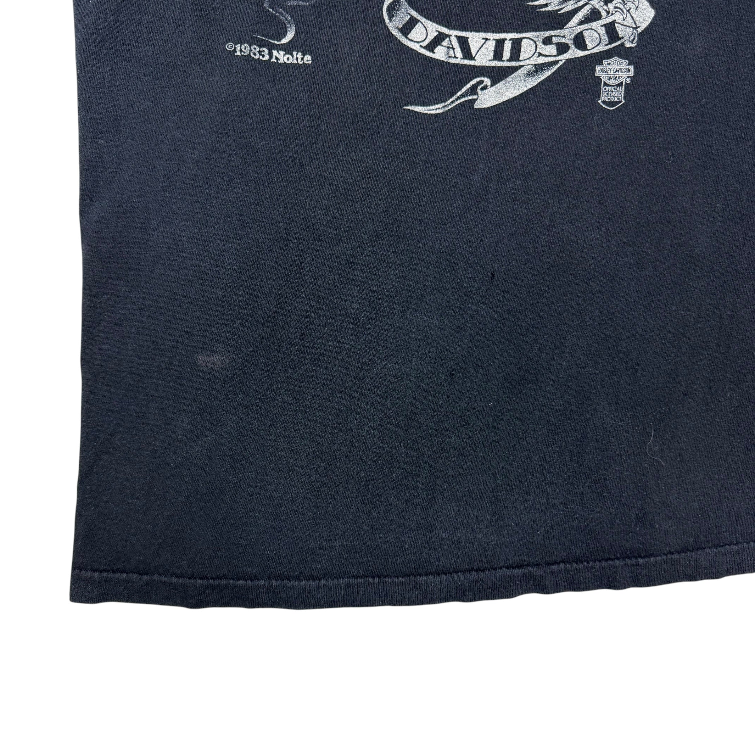 1983 Harley Davidson Eagle Slave Lake Tee Faded Black