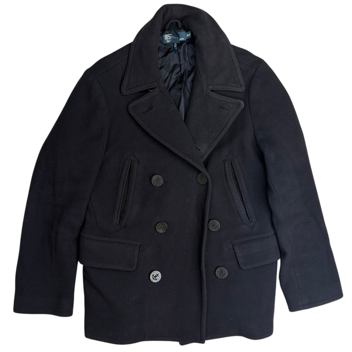 Vintage Polo Ralph Lauren Double Breasted Peacoat Black