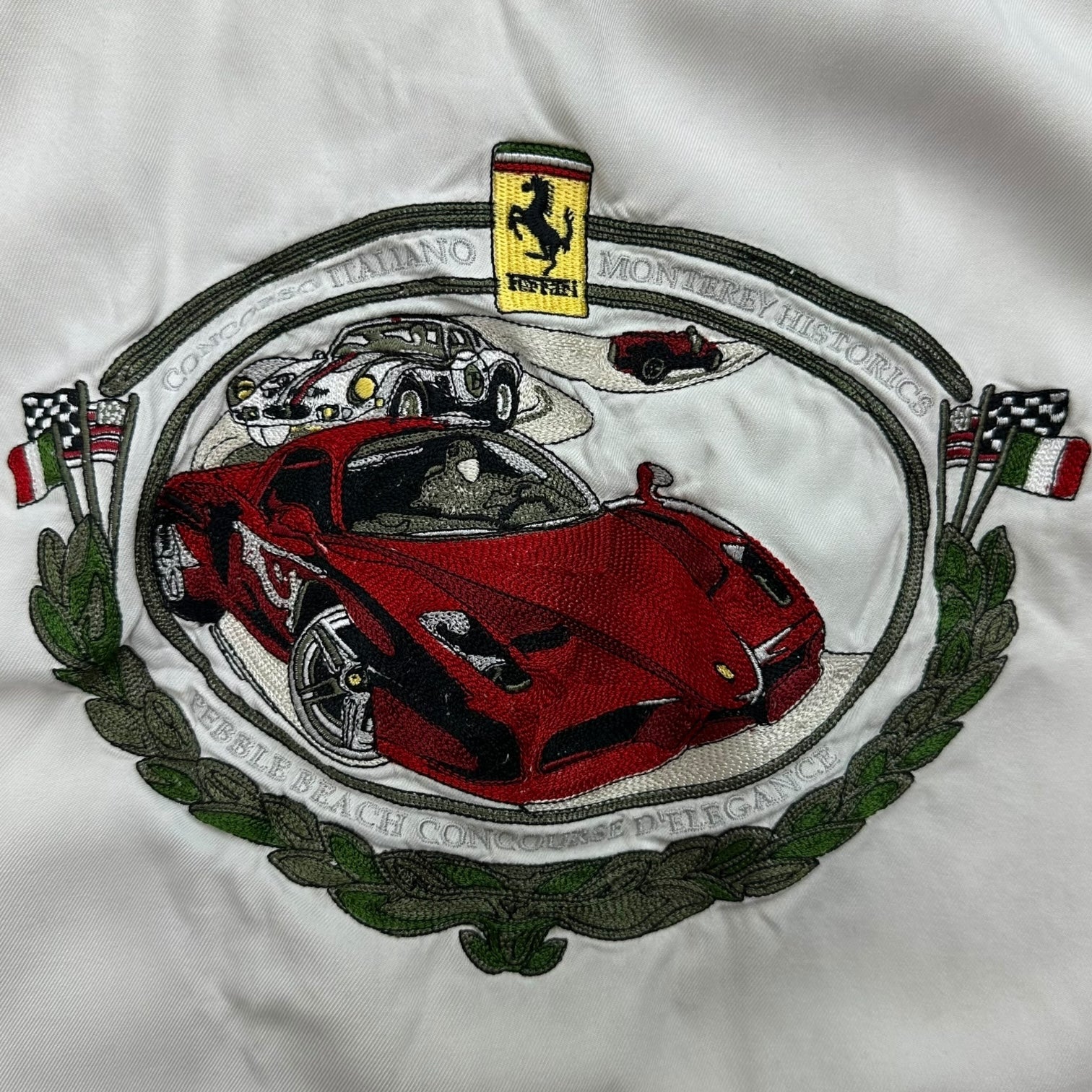 Vintage Ferrari Owners Club Silk Button Up White