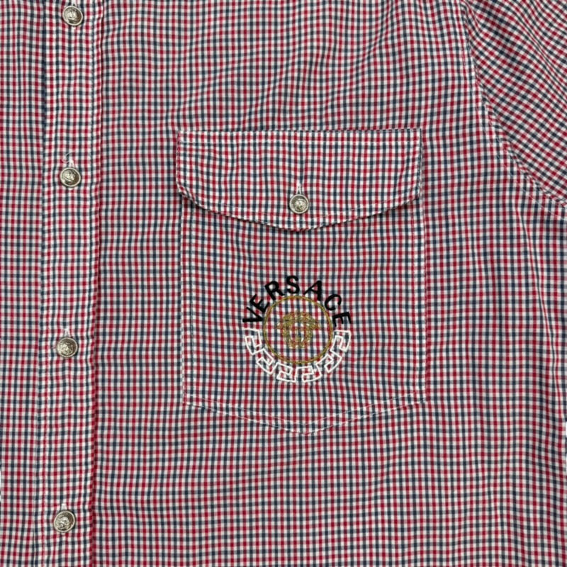Vintage Versace Jeans Couture Checkered Button Up Shirt Red