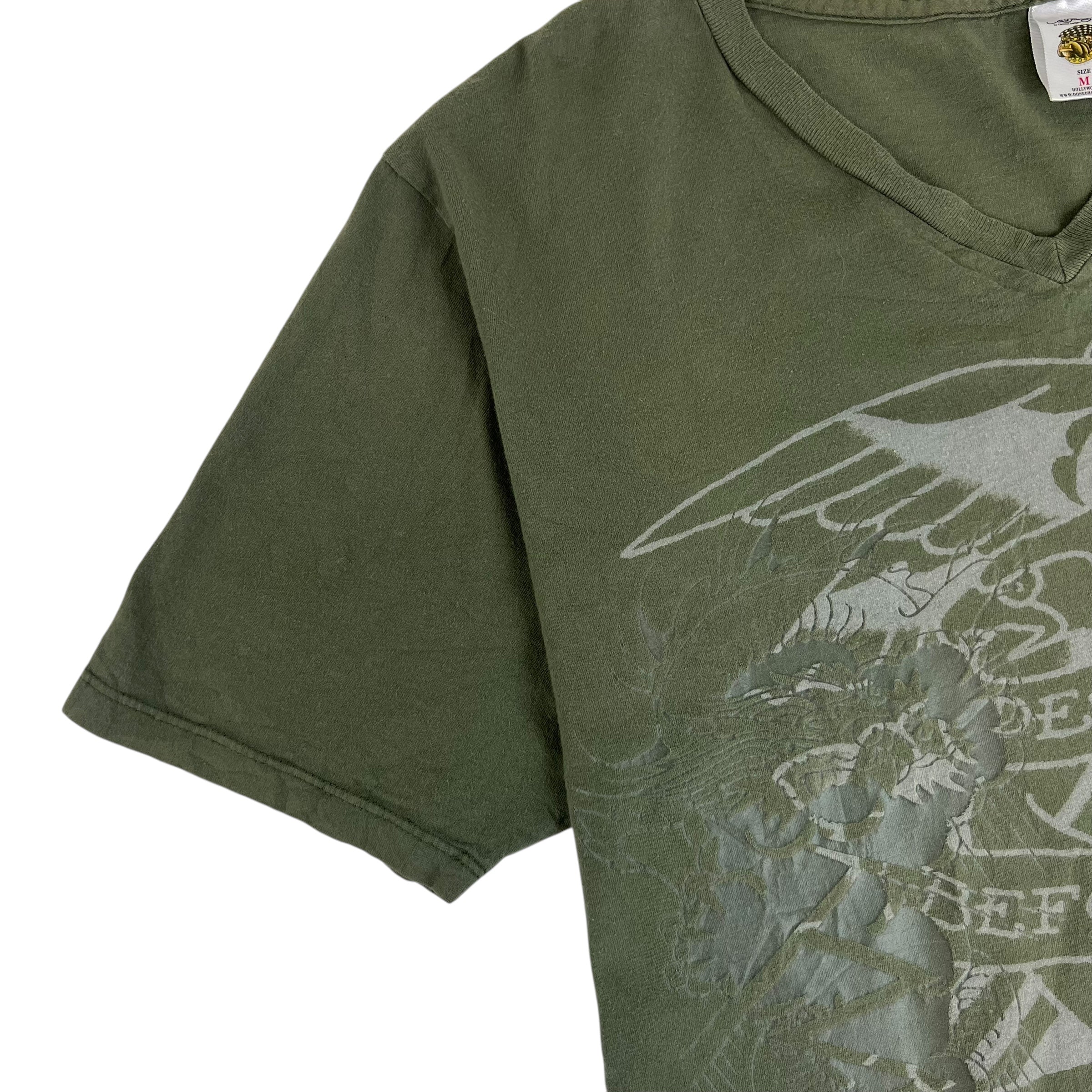 Vintage Y2K Ed Hardy V-Neck T-Shirt Olive