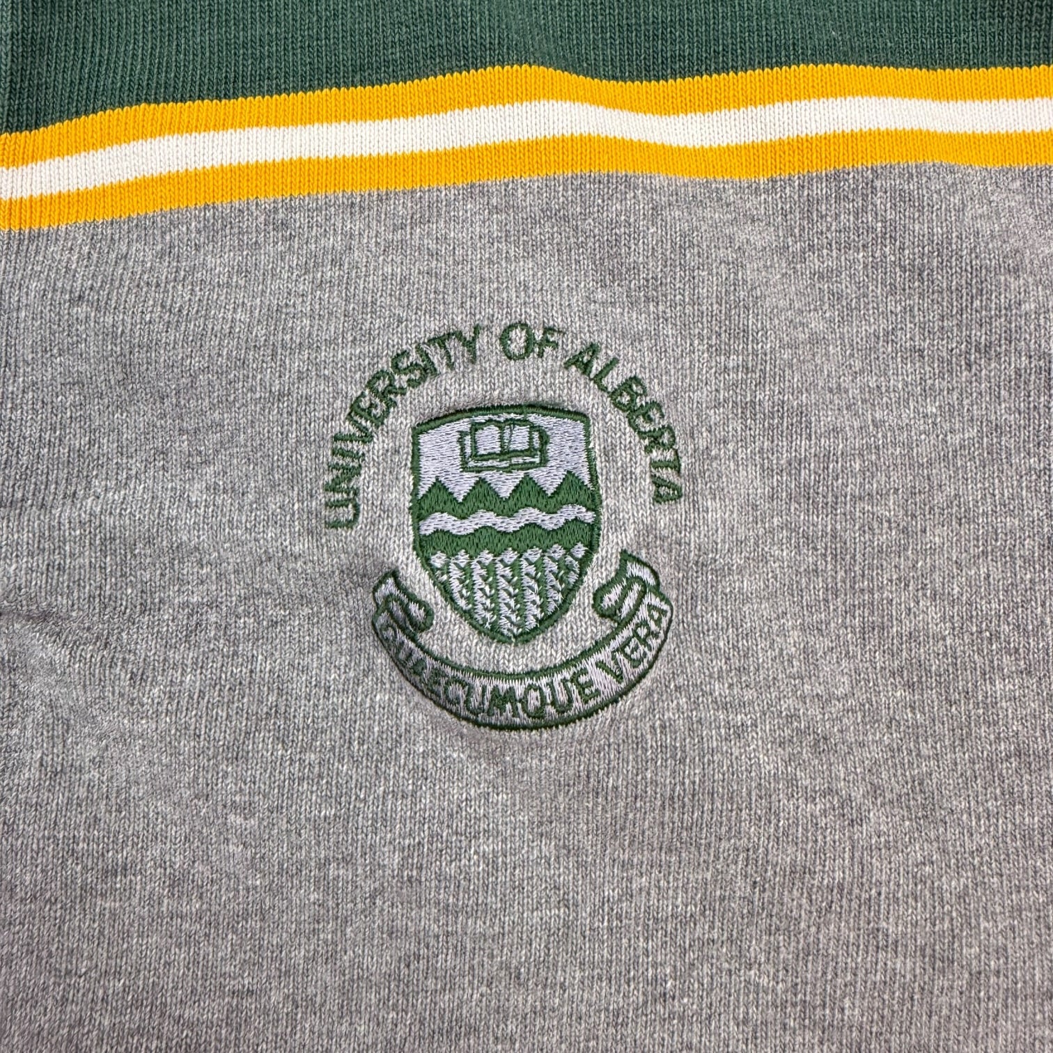 Vintage Barbarian Rugby Wear University Of Alberta L/S Polo Shirt Green/Grey