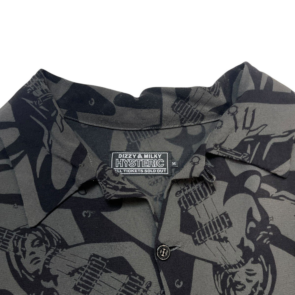HYSTERIC GLAMOUR Guitar Girl Scratch Open-Collar Shirt