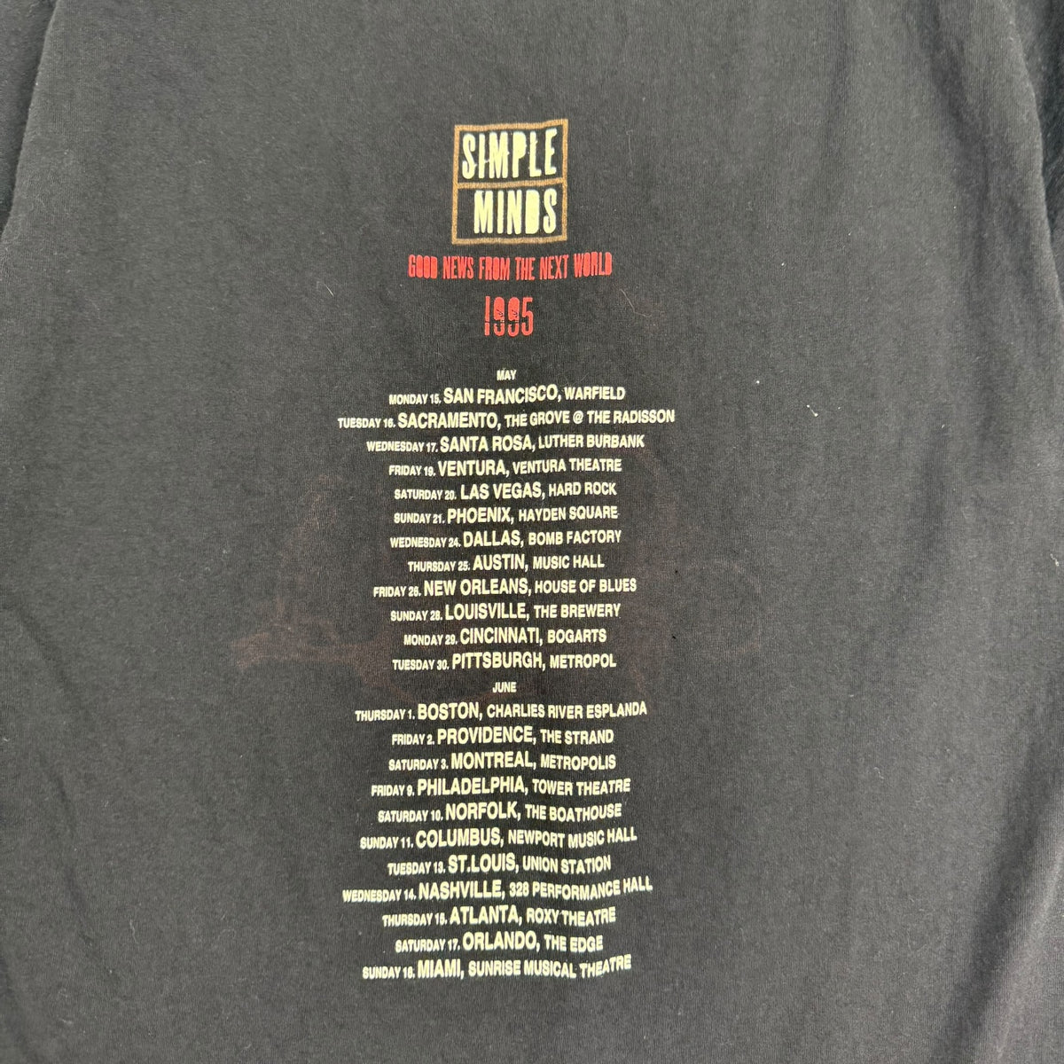 1995 Simple Minds ‘Good News From The Next World’ Tee Black