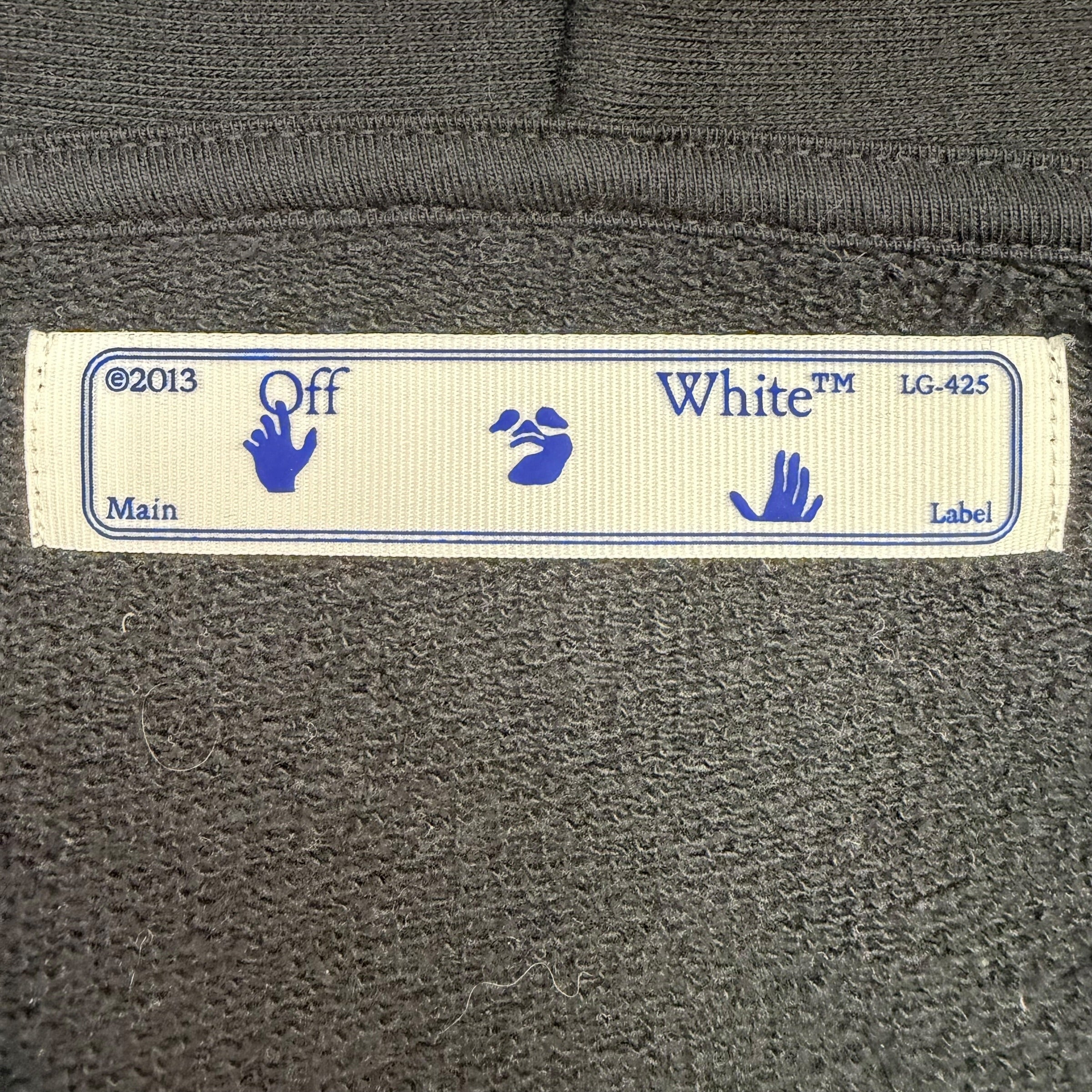 Off White Diag Print Zip Up Hoodie Black
