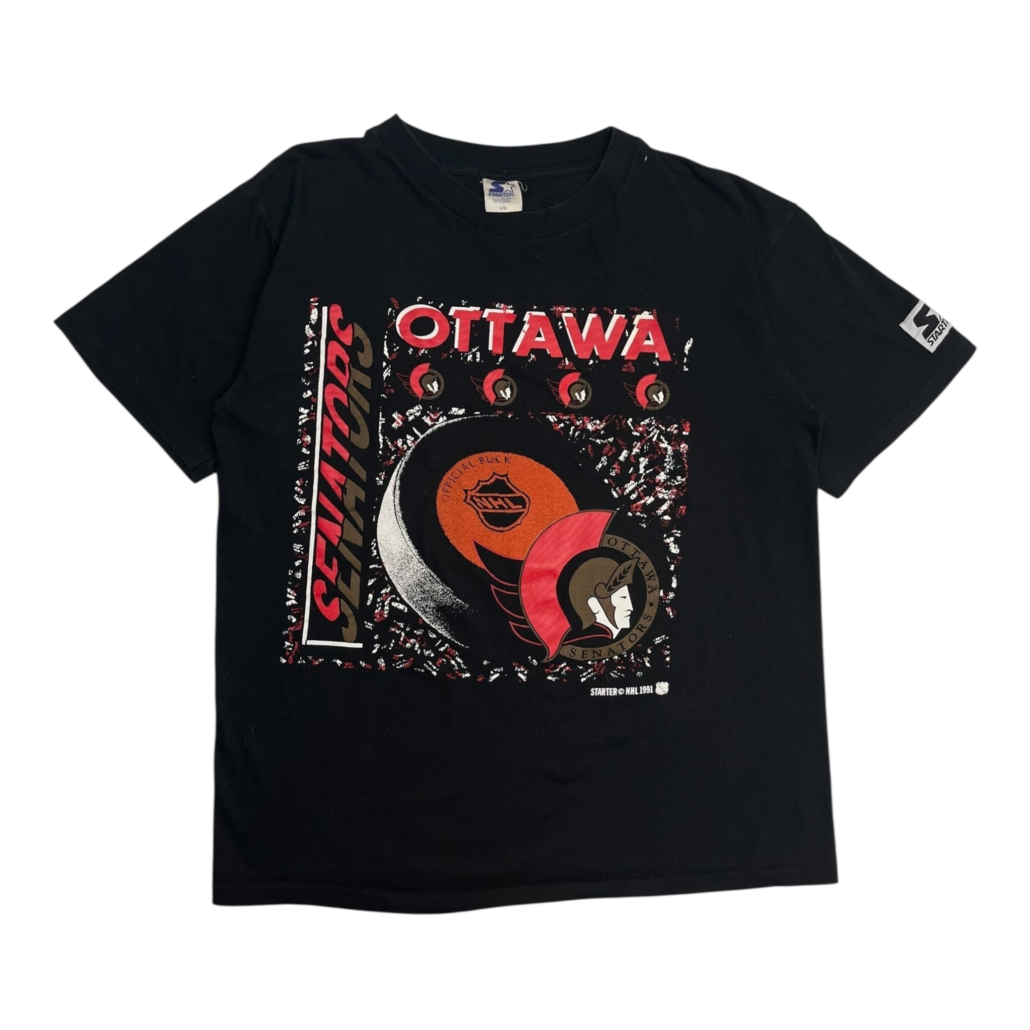 1991 Ottawa Senators Puck Logo Starter T-Shirt