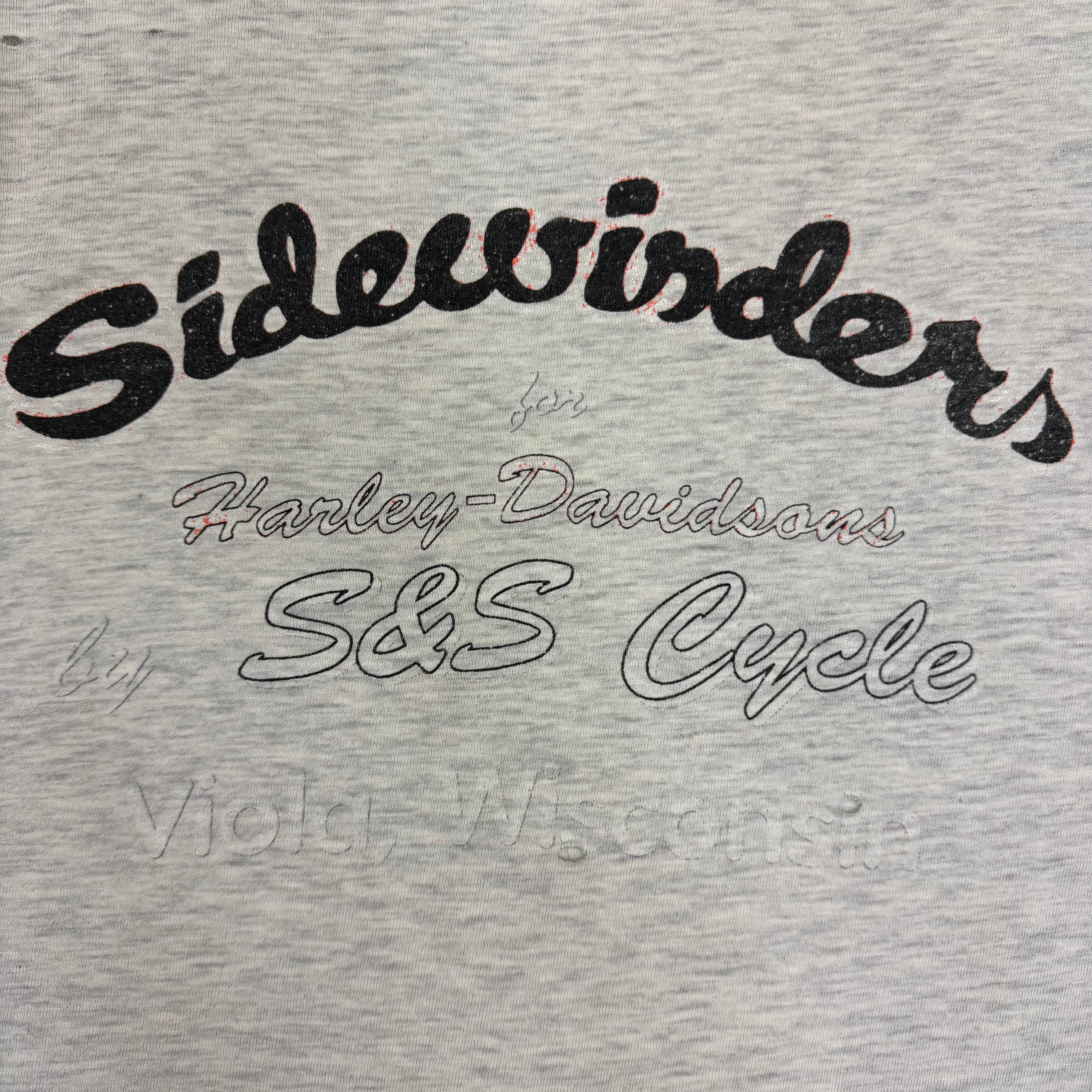 Vintage Sidewinders For Harley Davidson By S&S Cycle Snake Wisconsin Tee Grey