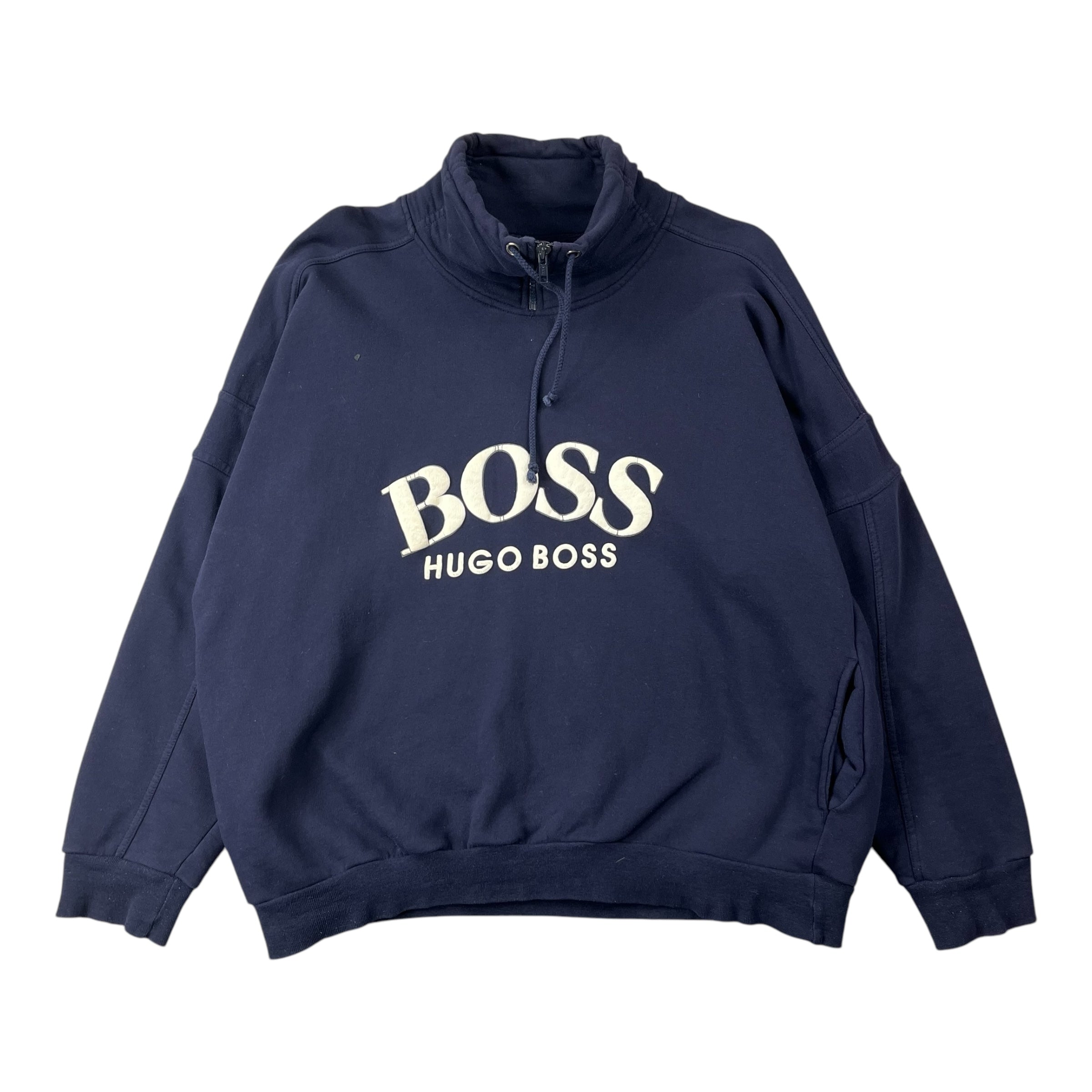 Vintage Hugo Boss 1/4 Zip Sweatshirt Navy