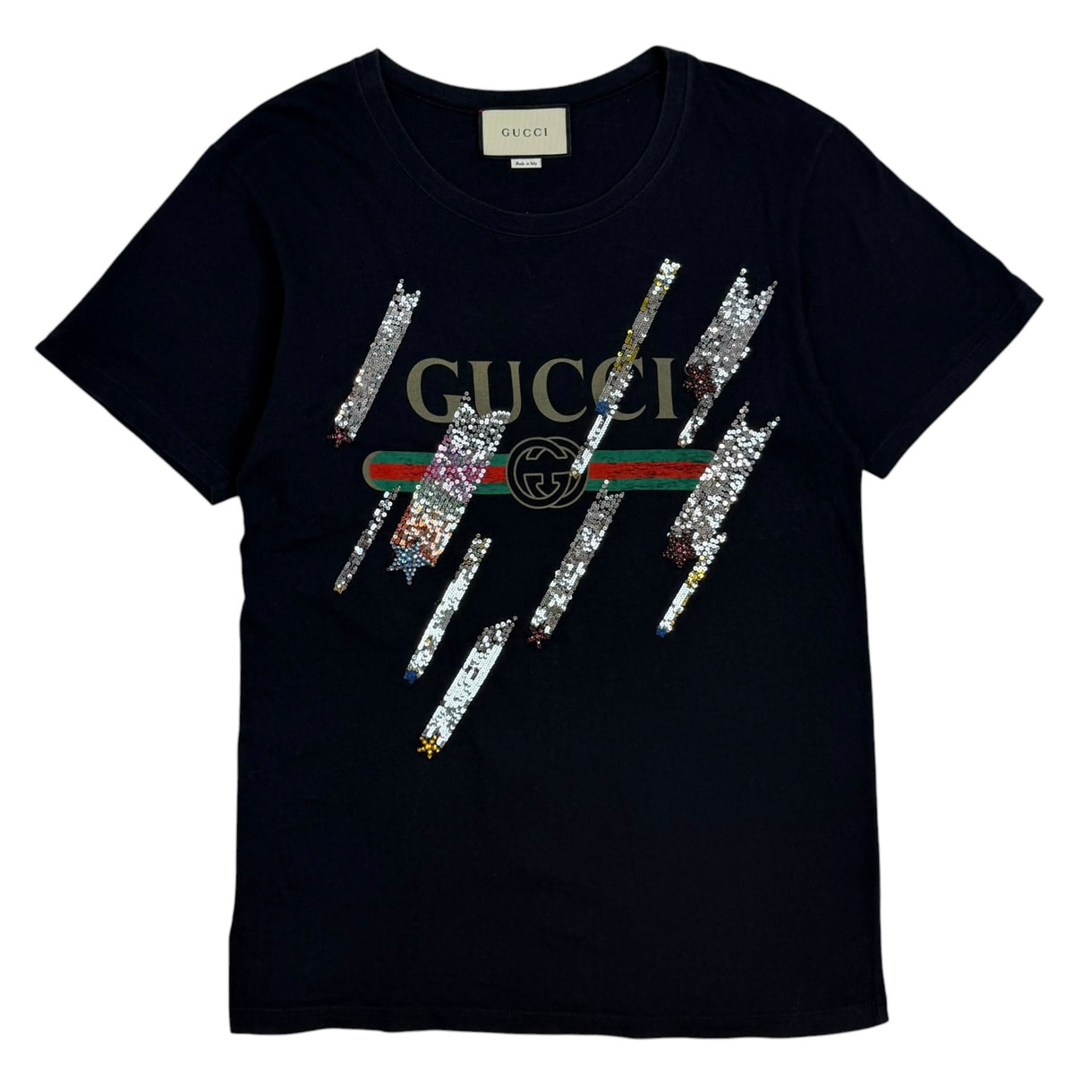 (W) Gucci Shooting Stars Sequin Embellished Tee Black