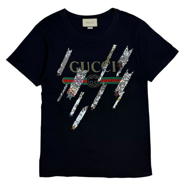 (W) Gucci Shooting Stars Sequin Embellished Tee Black