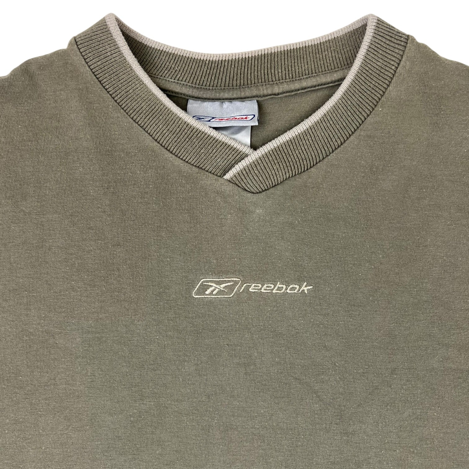 Vintage V-Neck Reebok T-Shirt Olive Green
