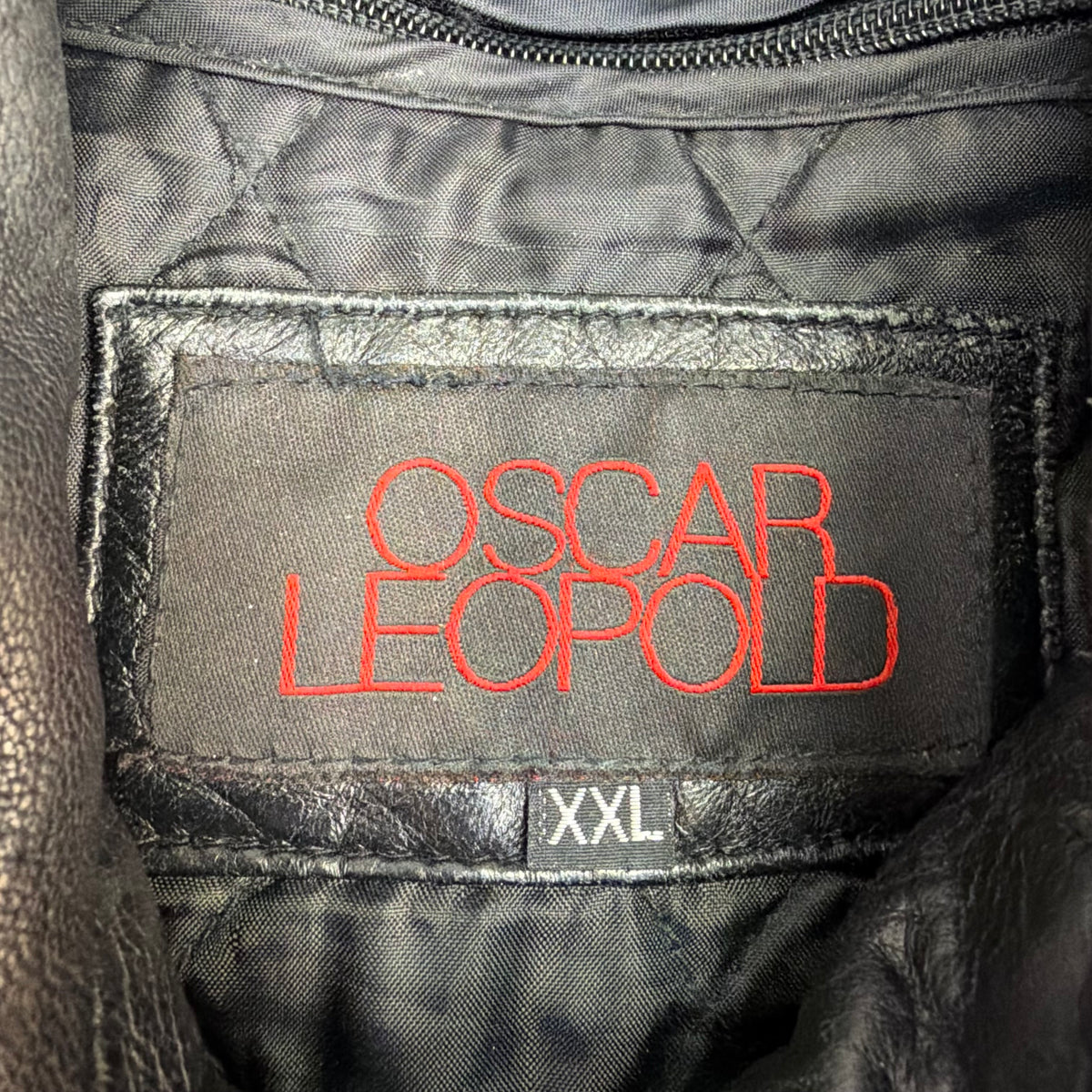 Vintage Oscar Leopold Double Collar Leather Jacket Black