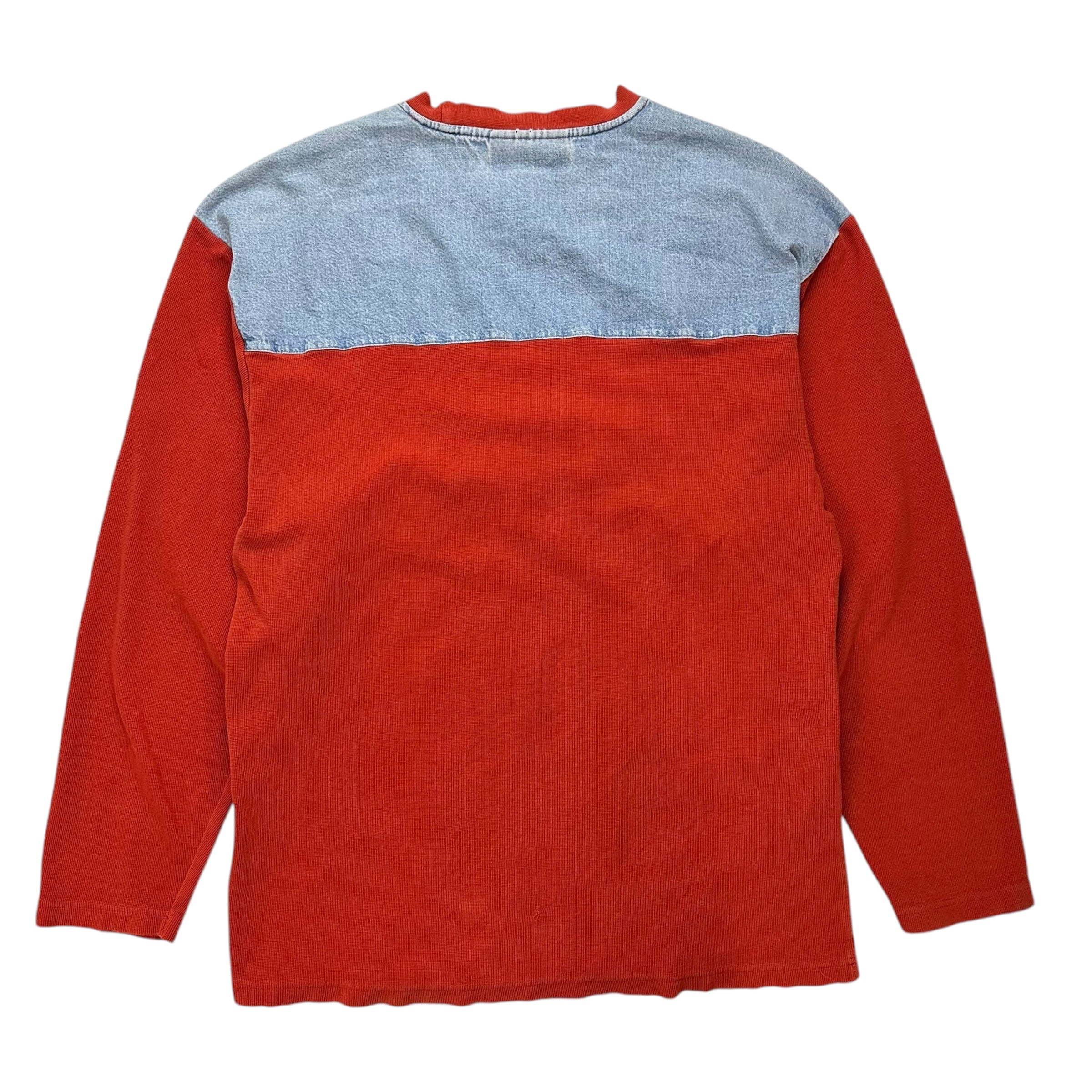 Vintage Avirex Waffle Knit Denim L/S Tee Orange