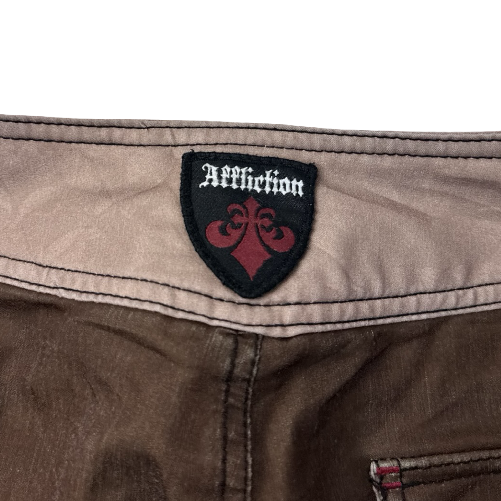 Vintage Y2K Affliction Cross Patched Surf Bottoms