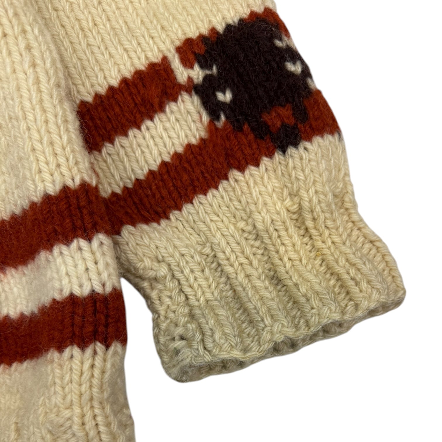 Vintage Cowichan Bison Knit Zip Up Sweater Cream