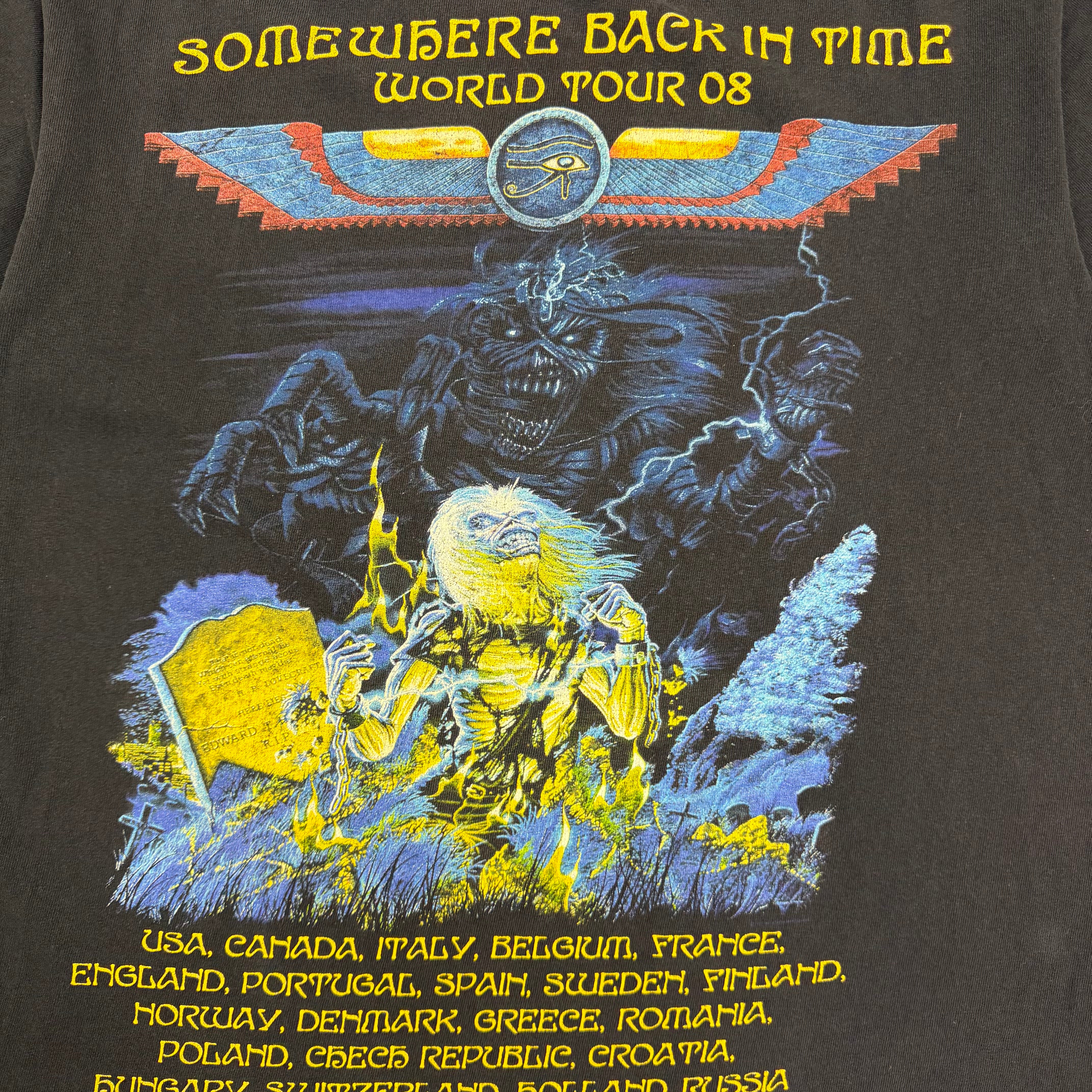 2008 Iron Maiden Somewhere Back In Time World Tour Tee Black