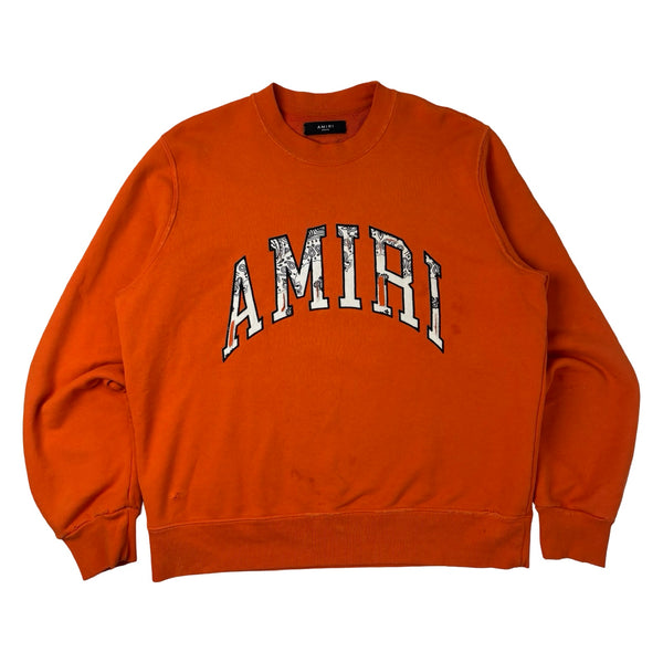 Amiri Bandana Applique Logo Crewneck Orange