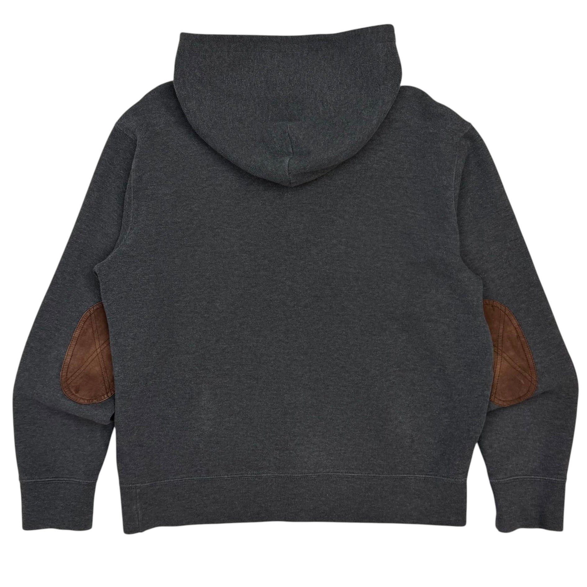 Vintage Polo Ralph Lauren Elbow Patch Hoodie Dark Grey