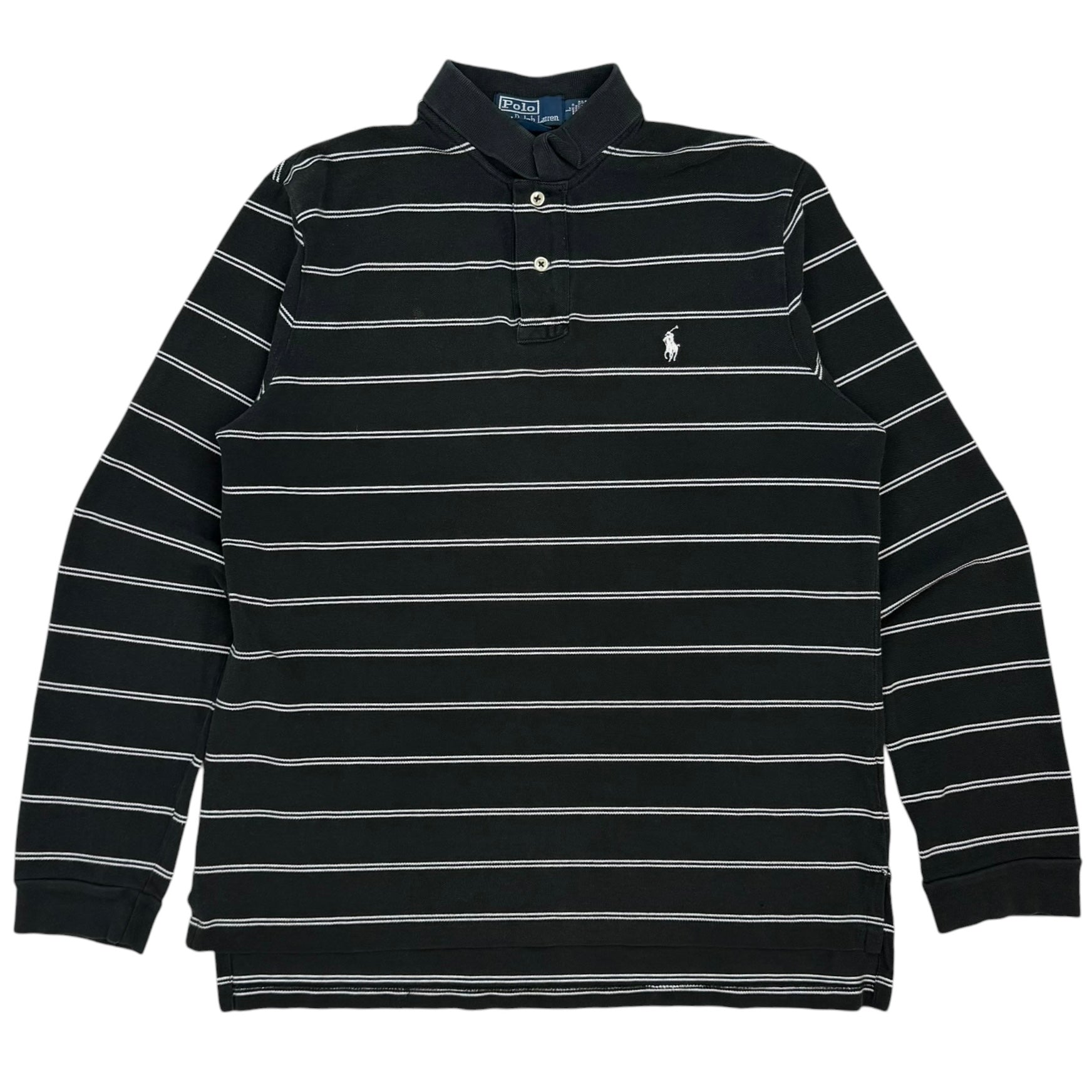 Vintage Polo Ralph Lauren Striped Longsleeve Polo Black/White