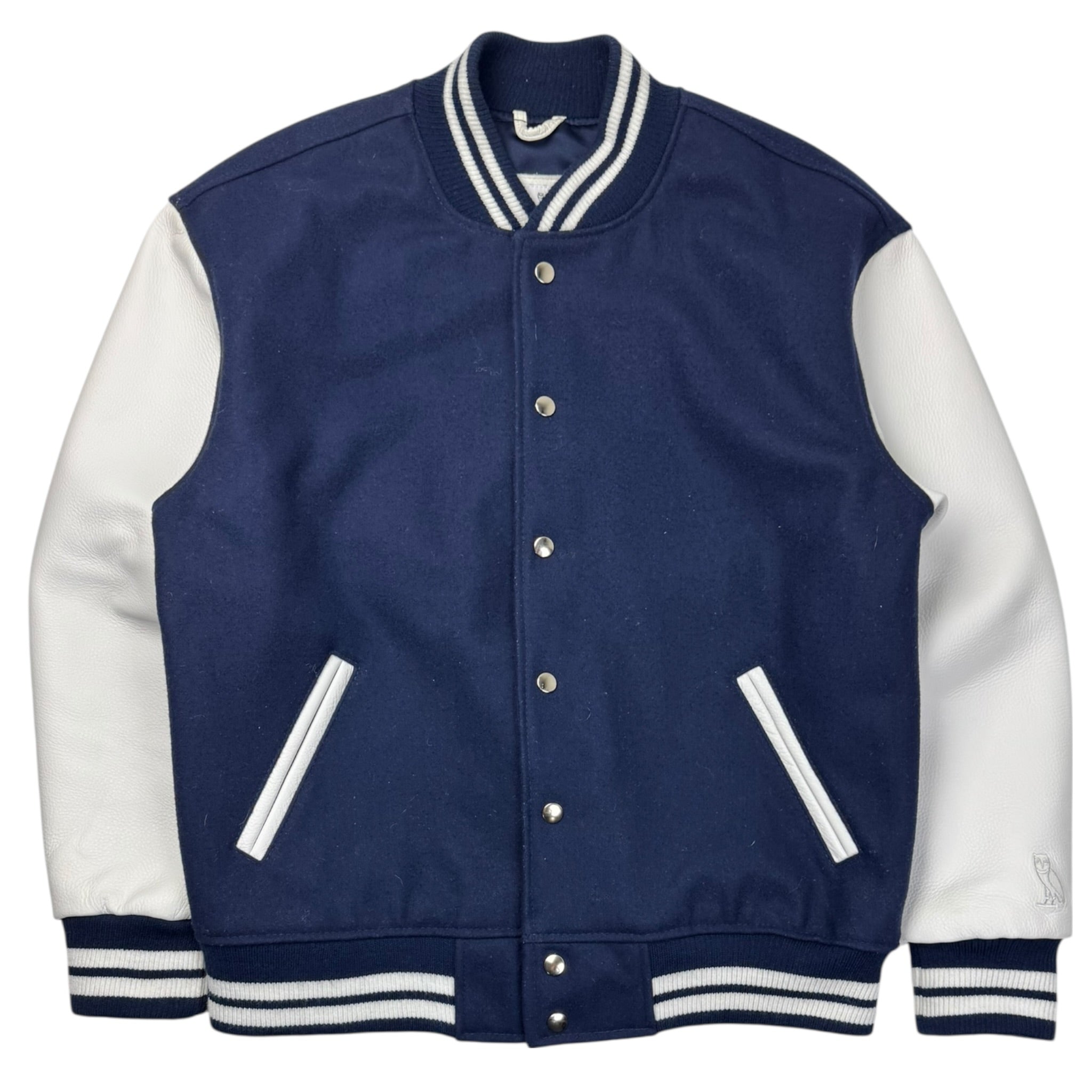 Octobers Very Own Wool/Leather Varsity Jacket Navy