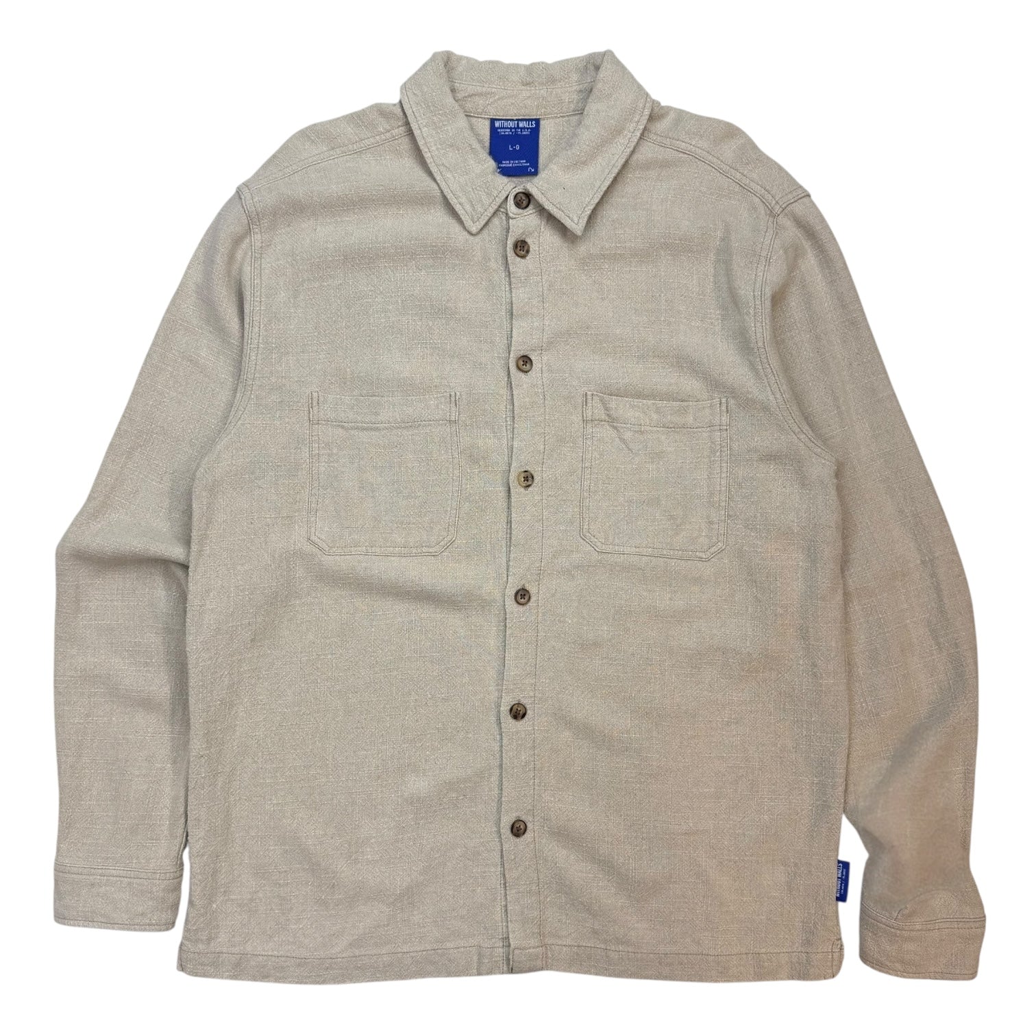 Without Walls Textured Linen Button Up Shirt Cream