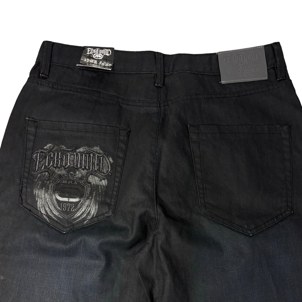 Vintage Y2K Ecko Unltd. MMA Embroidered Jeans Black Coat