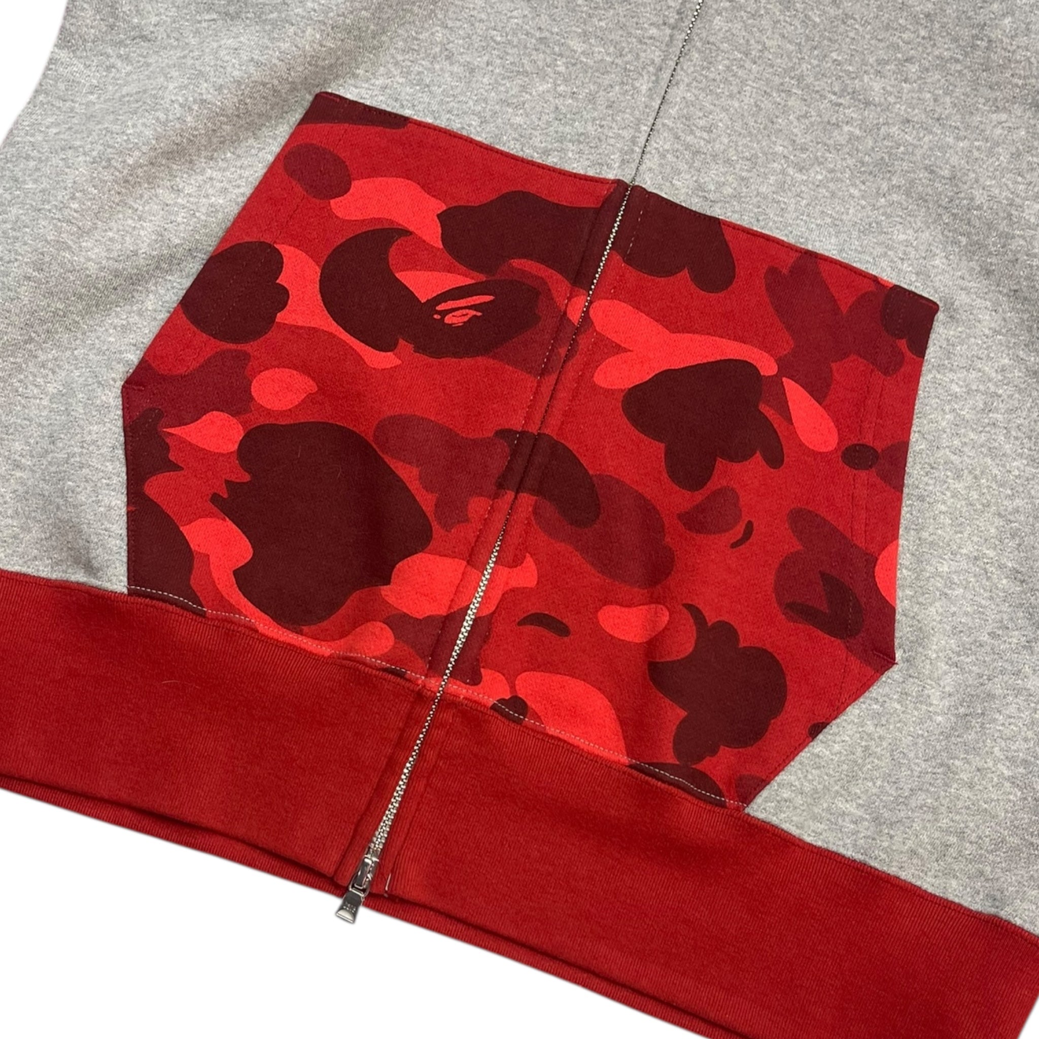 Bape Color Camo Shark Full Zip Hoodie Red
