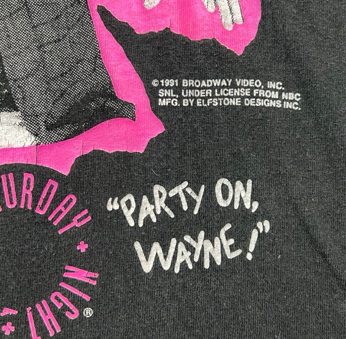 Vintage 1991 Waynes World Saturday Night Live Tee Black