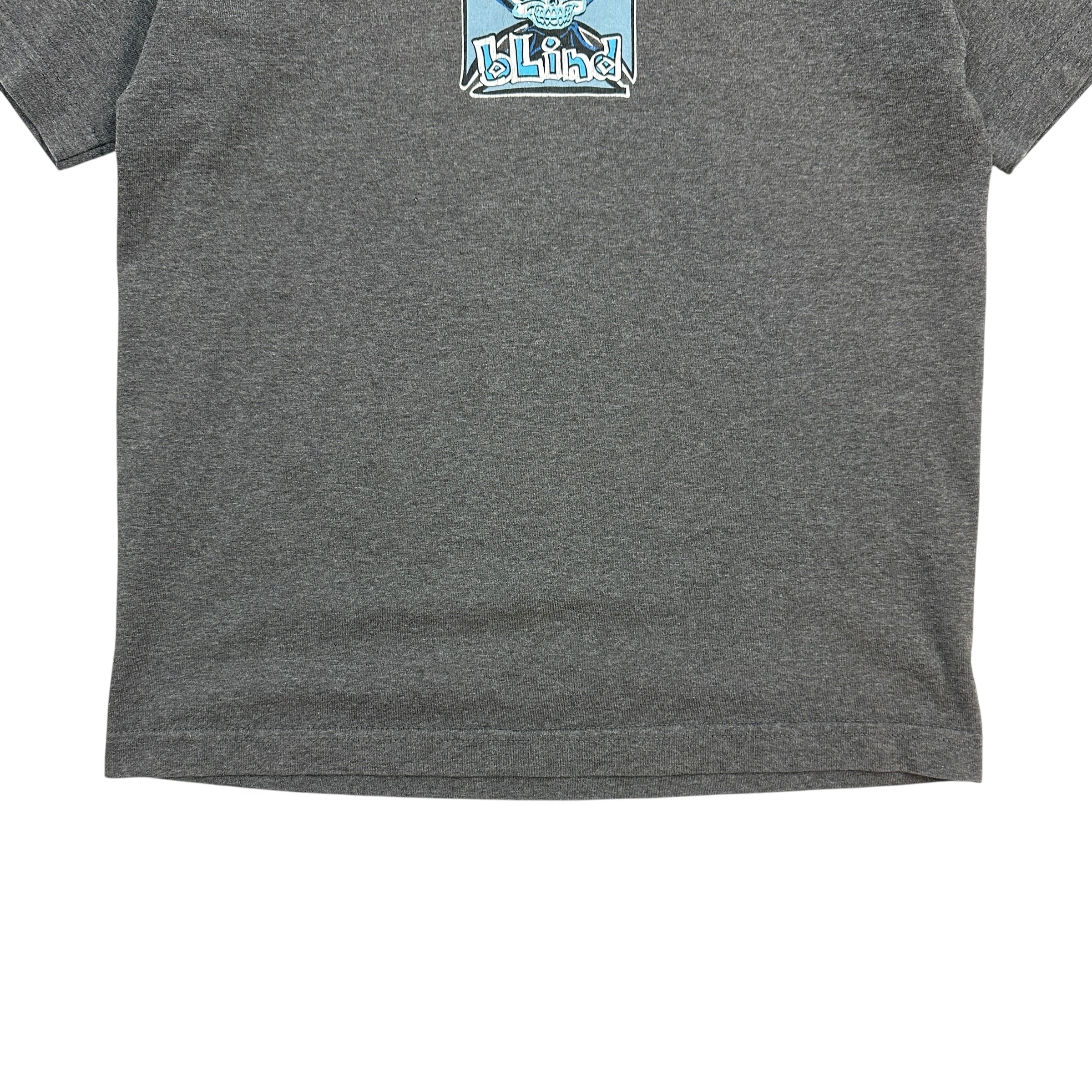 (W) Vintage Y2K Youth Blind Skateboards Logo Tee Grey