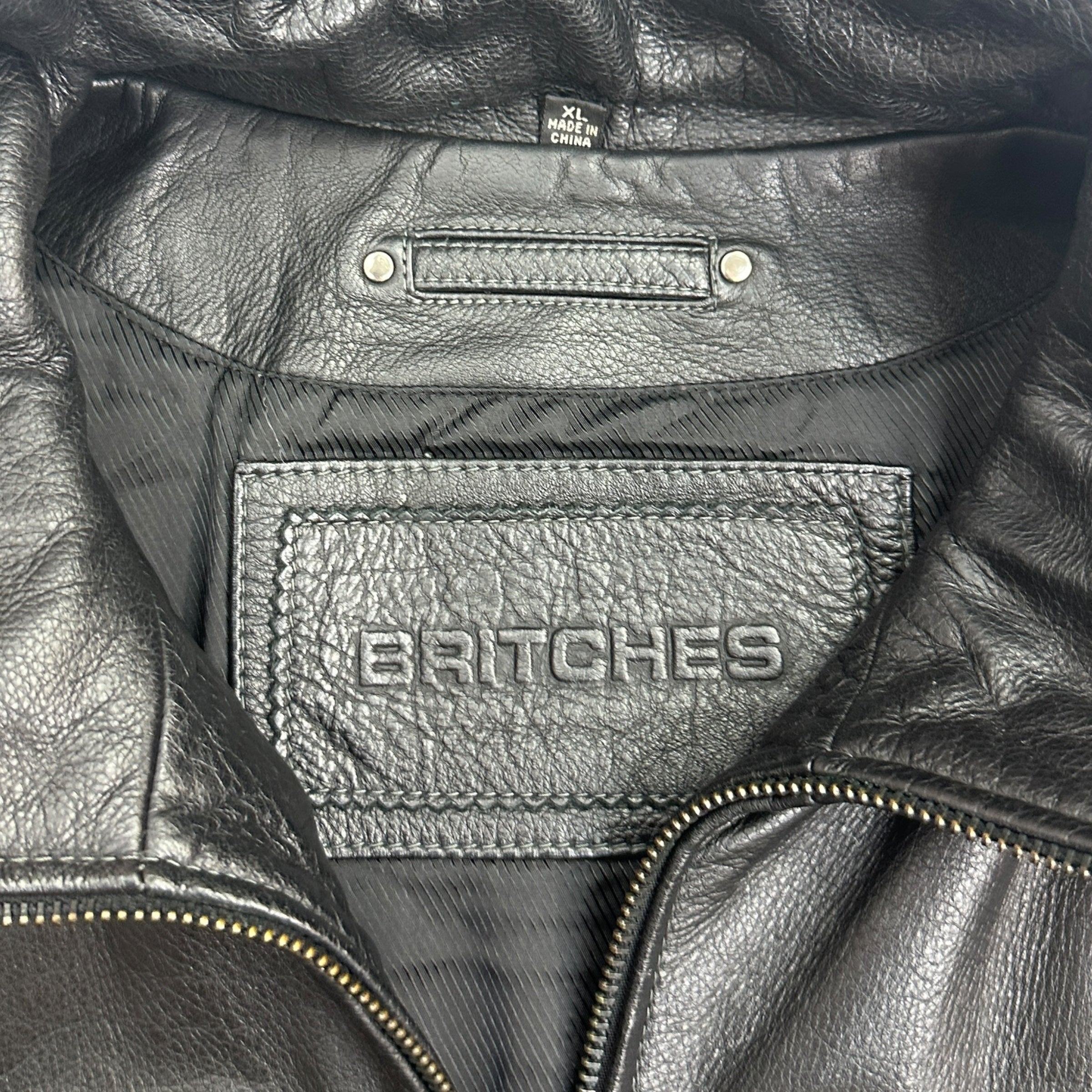 Vintage Britches Leather Bomber Jacket Black