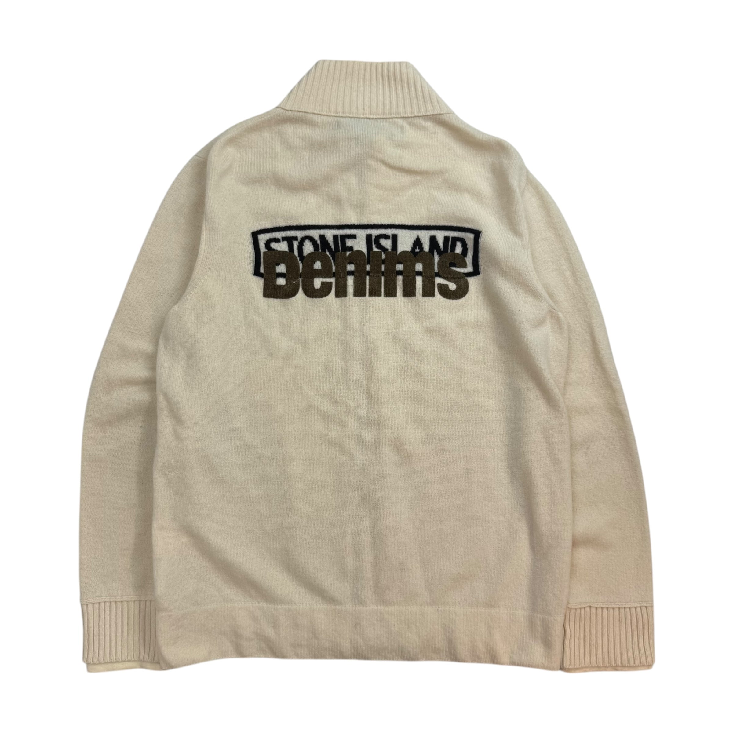 Vintage Stone Island Denims Zip Up Knit Sweater Cream