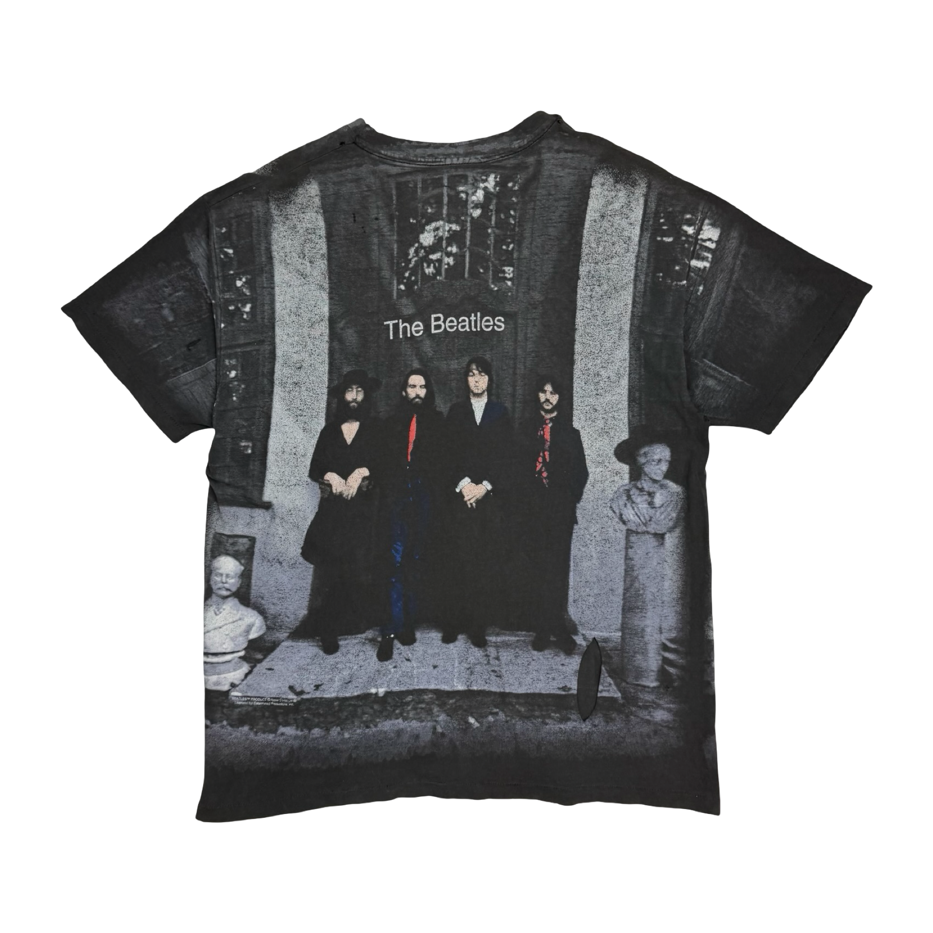 Vintage The Beatles Hey Jude All Over Print Tee Faded Black